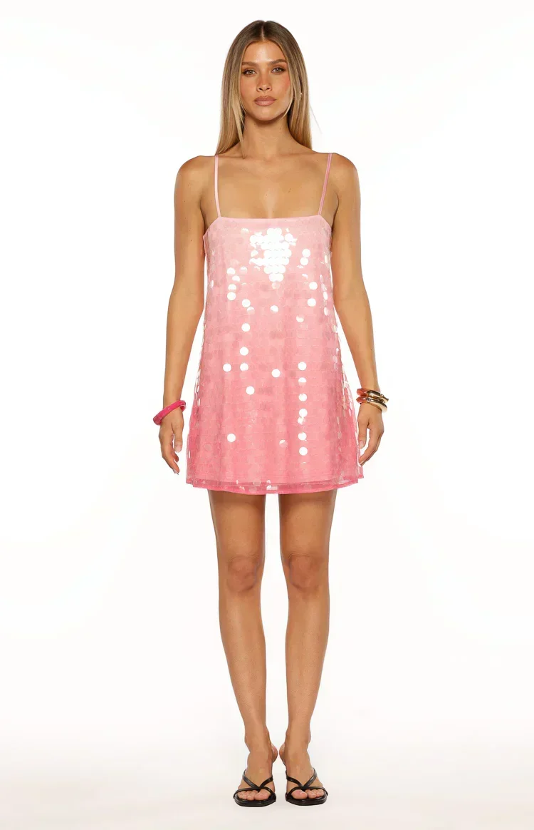 Sansone Pink Ombre Sequin Mini Dress - luluinthesky