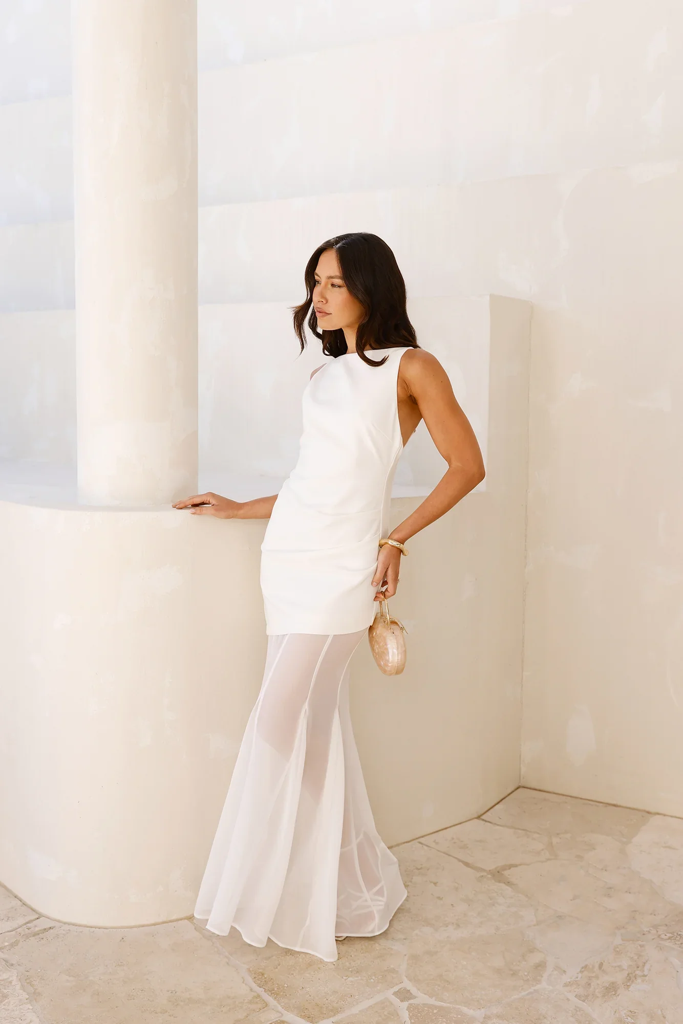 Modern Art Maxi Dress White - luluinthesky