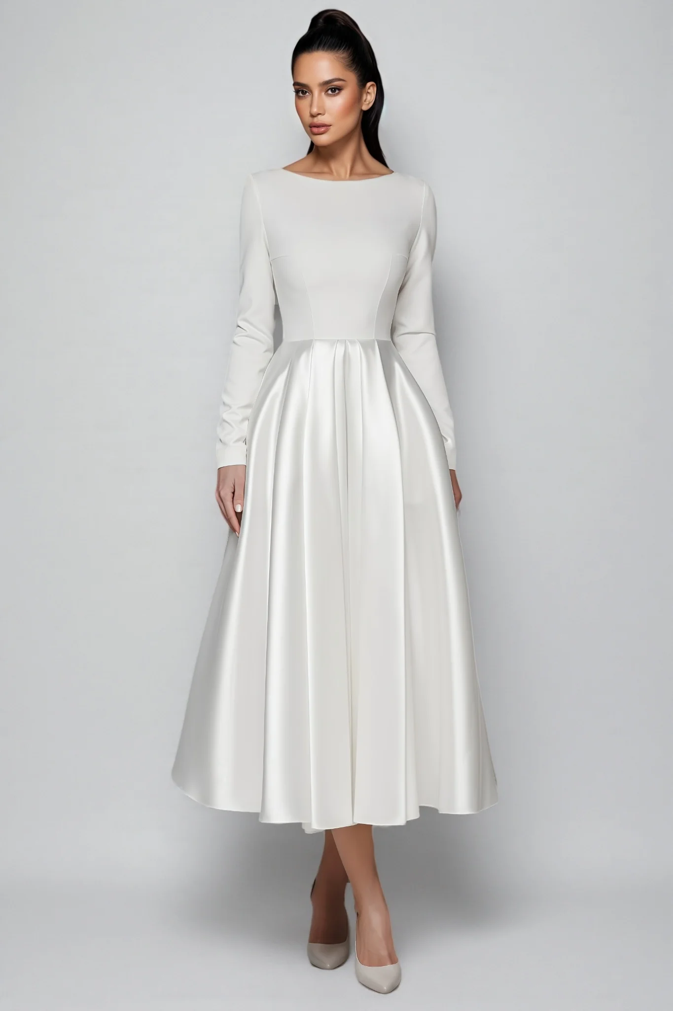 Nalea White Simple Maxi Dress