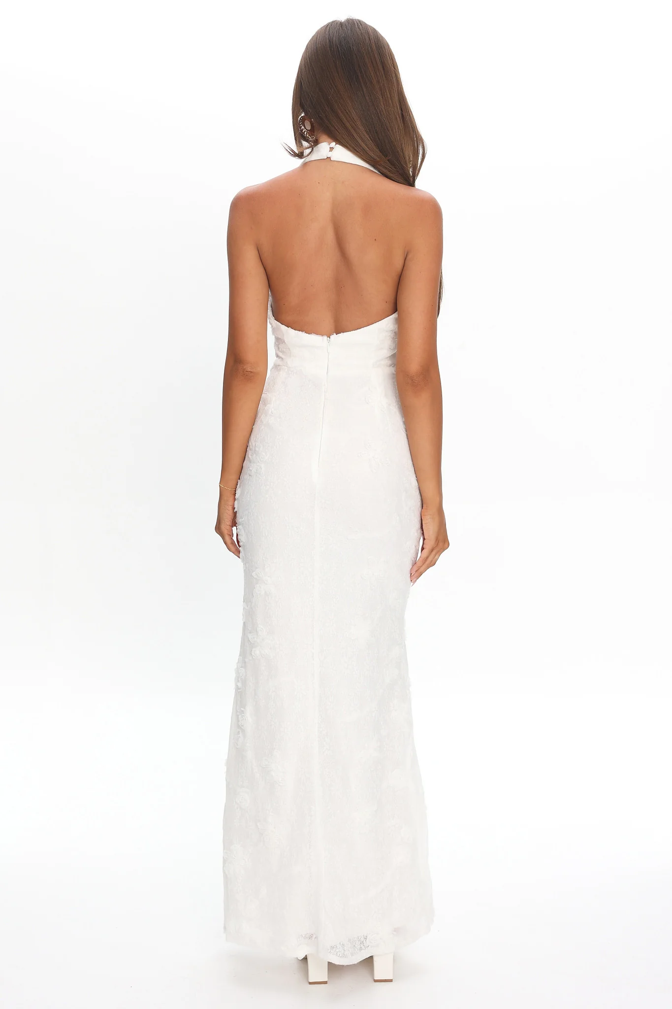 Alisette Halter Split Maxi Dress White