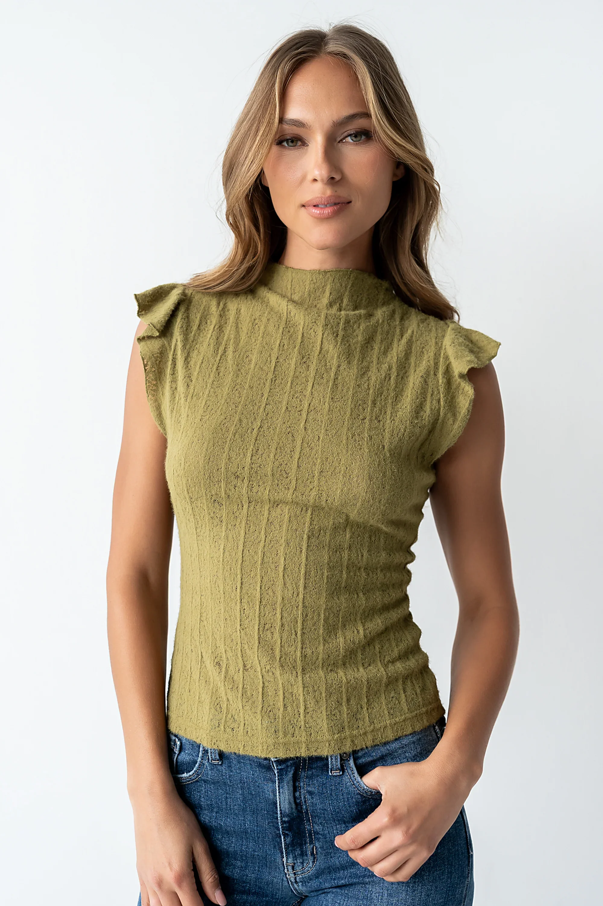 Lue Sheer Top in Olive