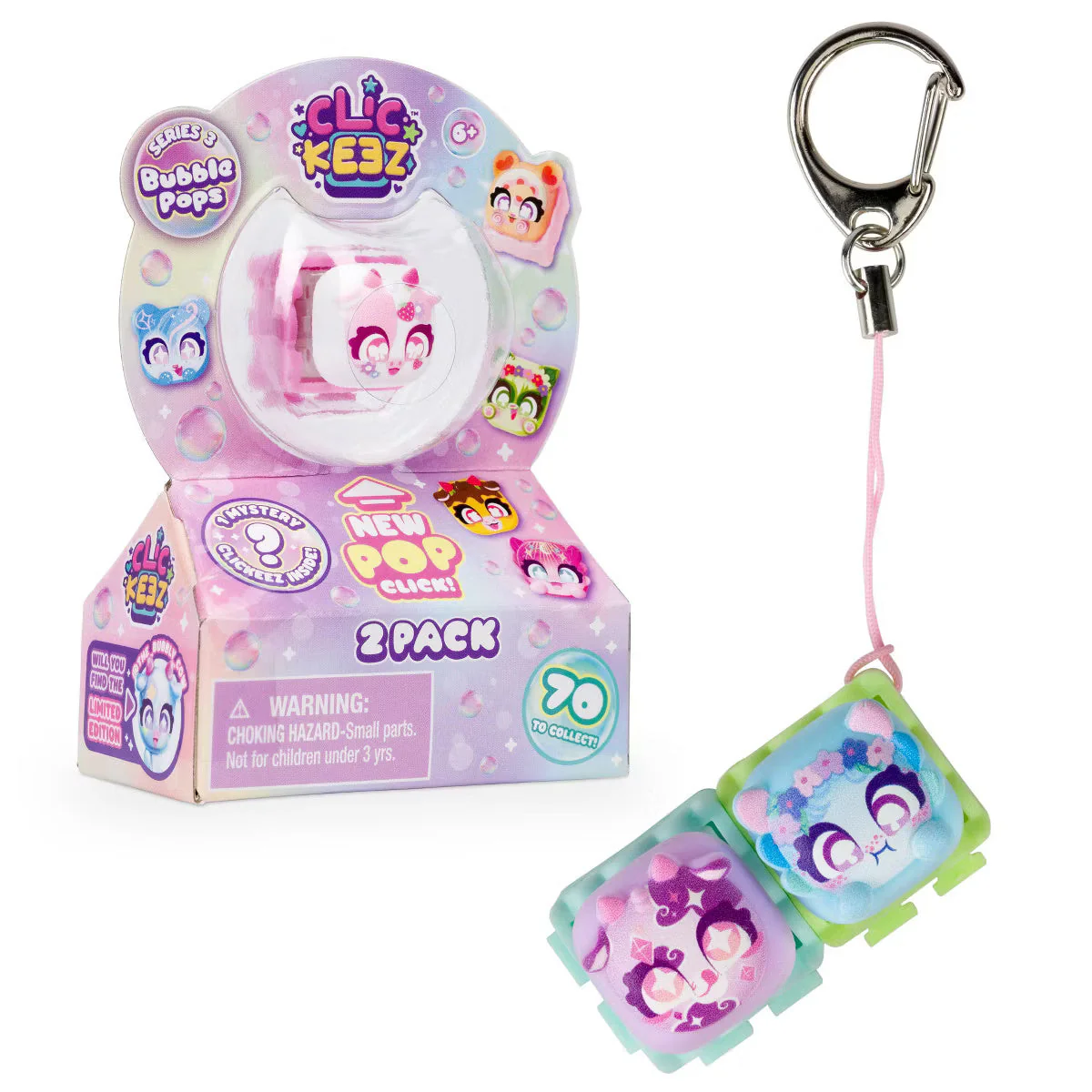 Clickeez: Series 3 Bubble Pops Keychain Fidget Toy (1pc) Ships Assorted
