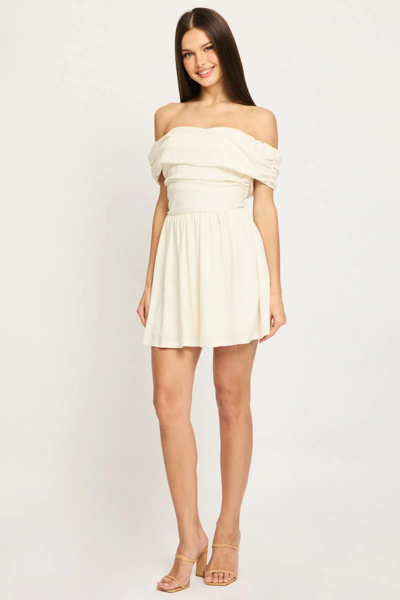 White Off Shoulder Mini Dress