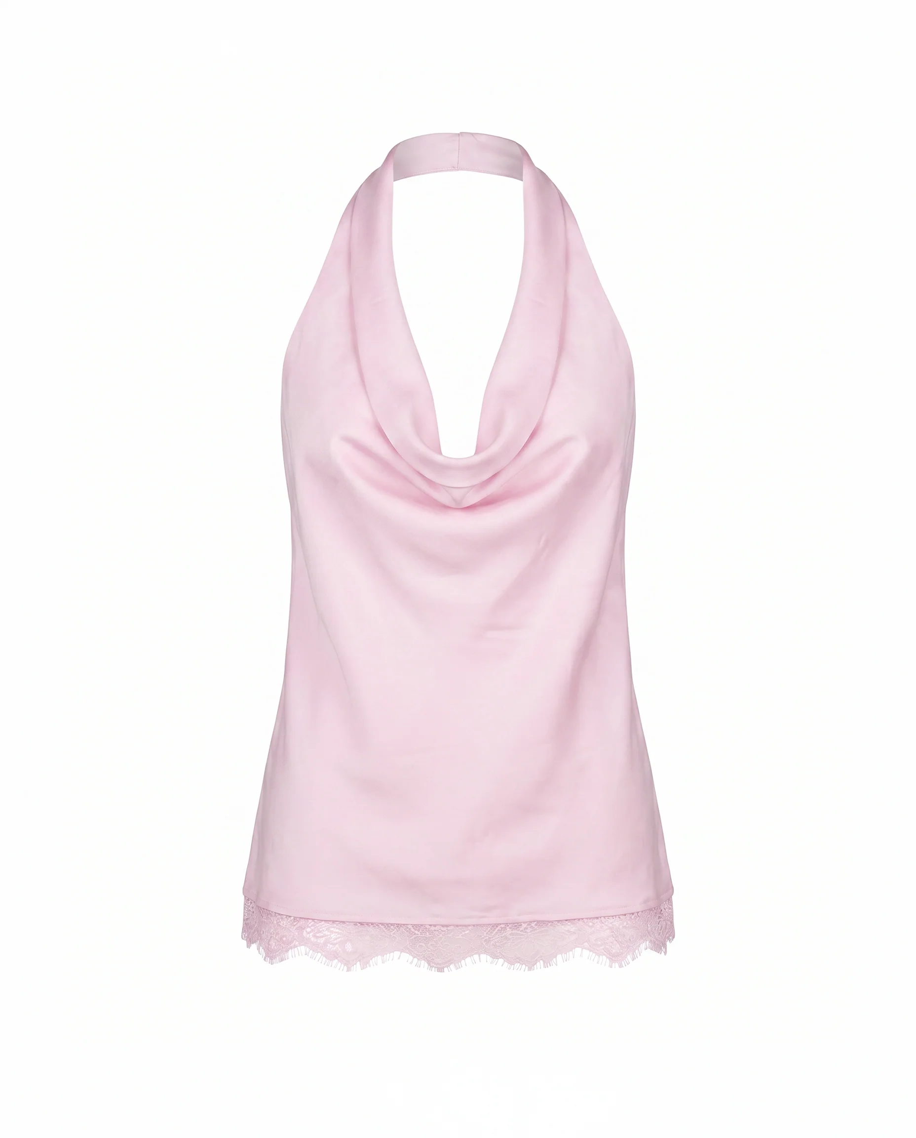 Satin Cowl Neck Halter Top