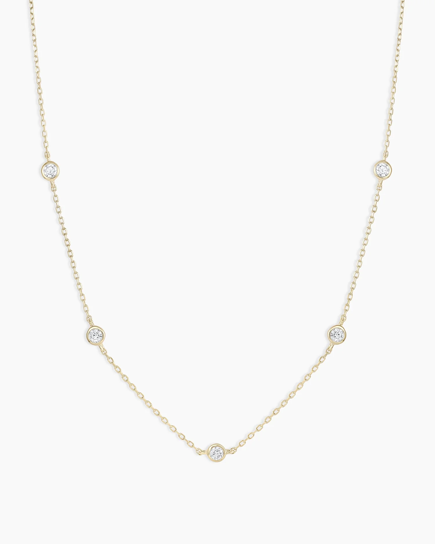 14K Classic Five Diamond Necklace