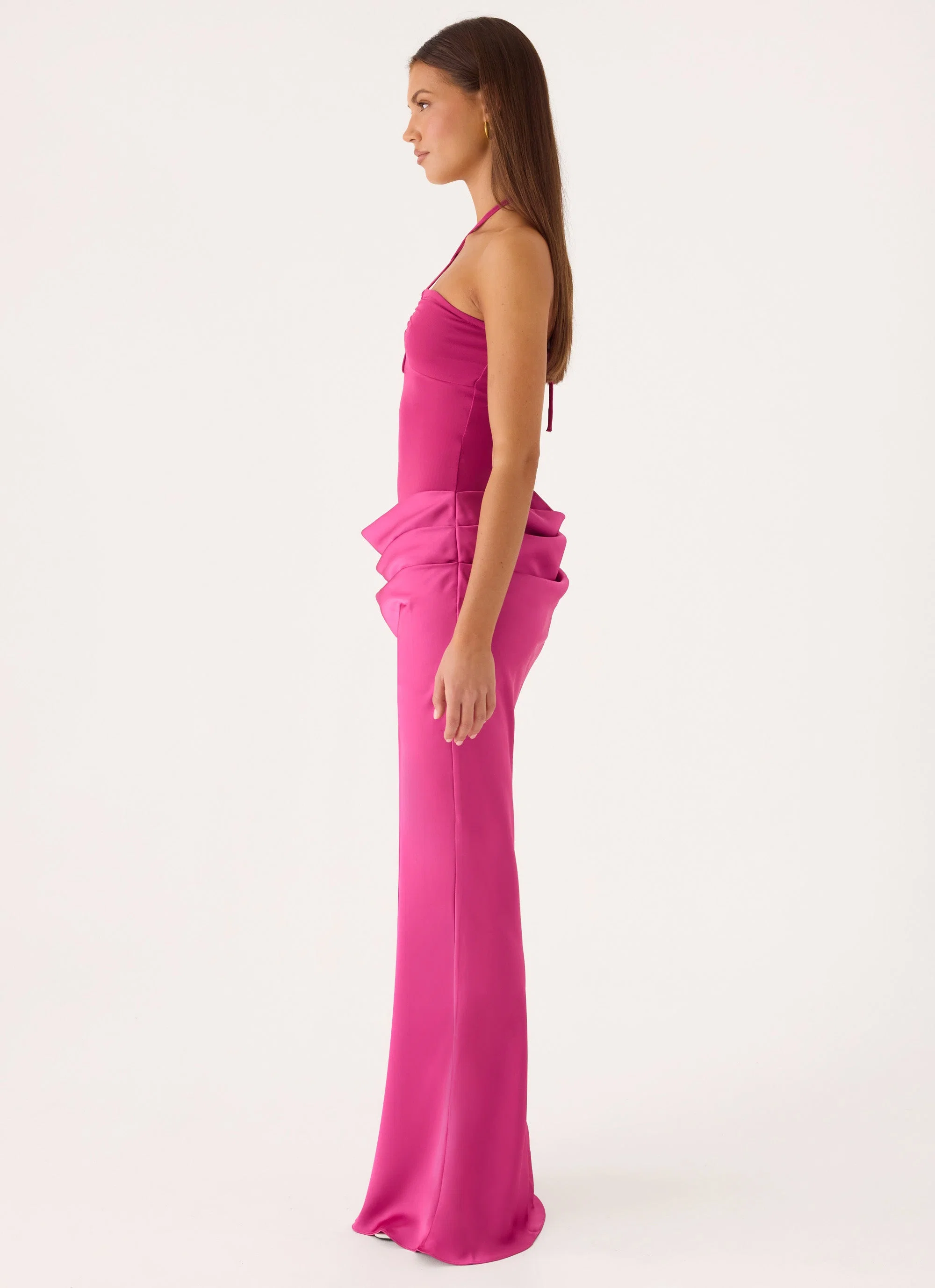 Verner Halter Maxi Dress - Berry