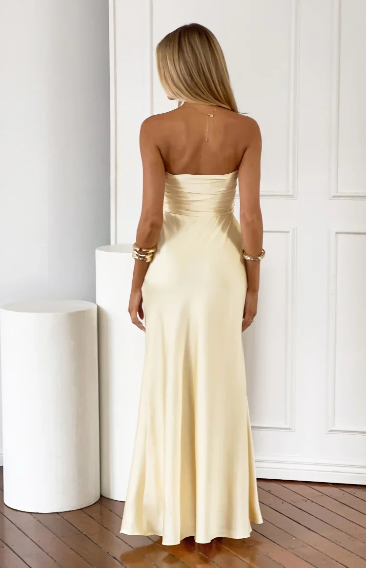 Alexia Yellow Strapless Maxi Dress