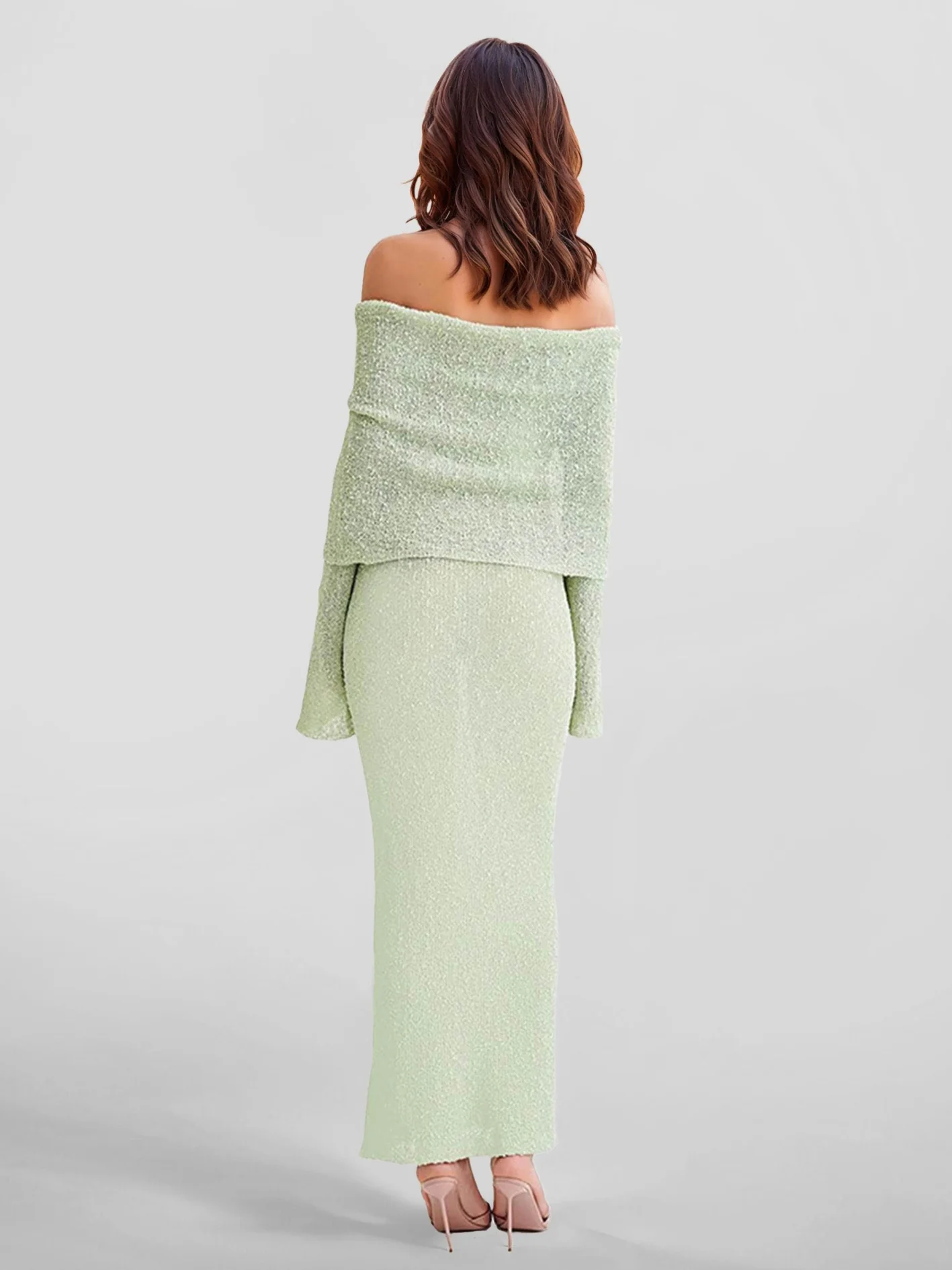 Elegant Off-Shoulder Knit Midi Dress