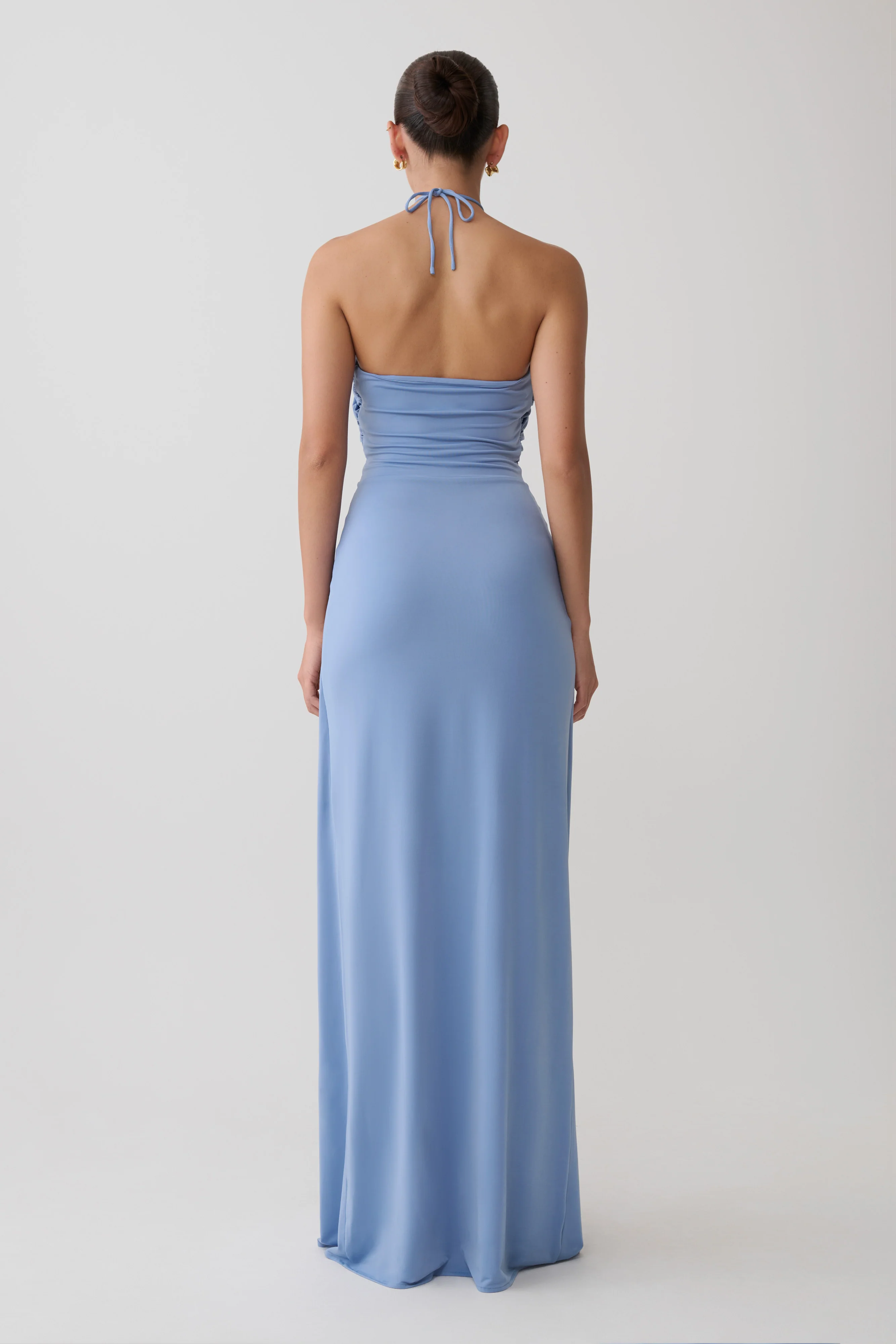 Quincy Halter Maxi Dress With Hardware - Cornflower Blue