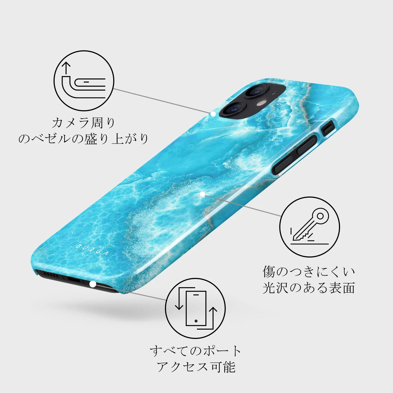 Ocean Waves - Blue iPhone 12 ケース