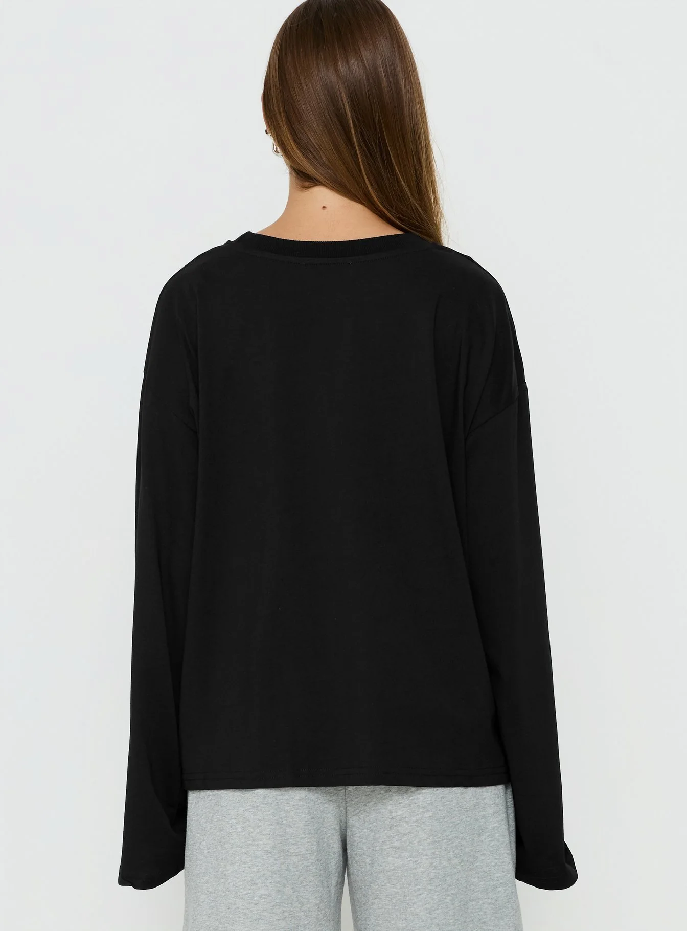 Settle Down Long Sleeve Top Black