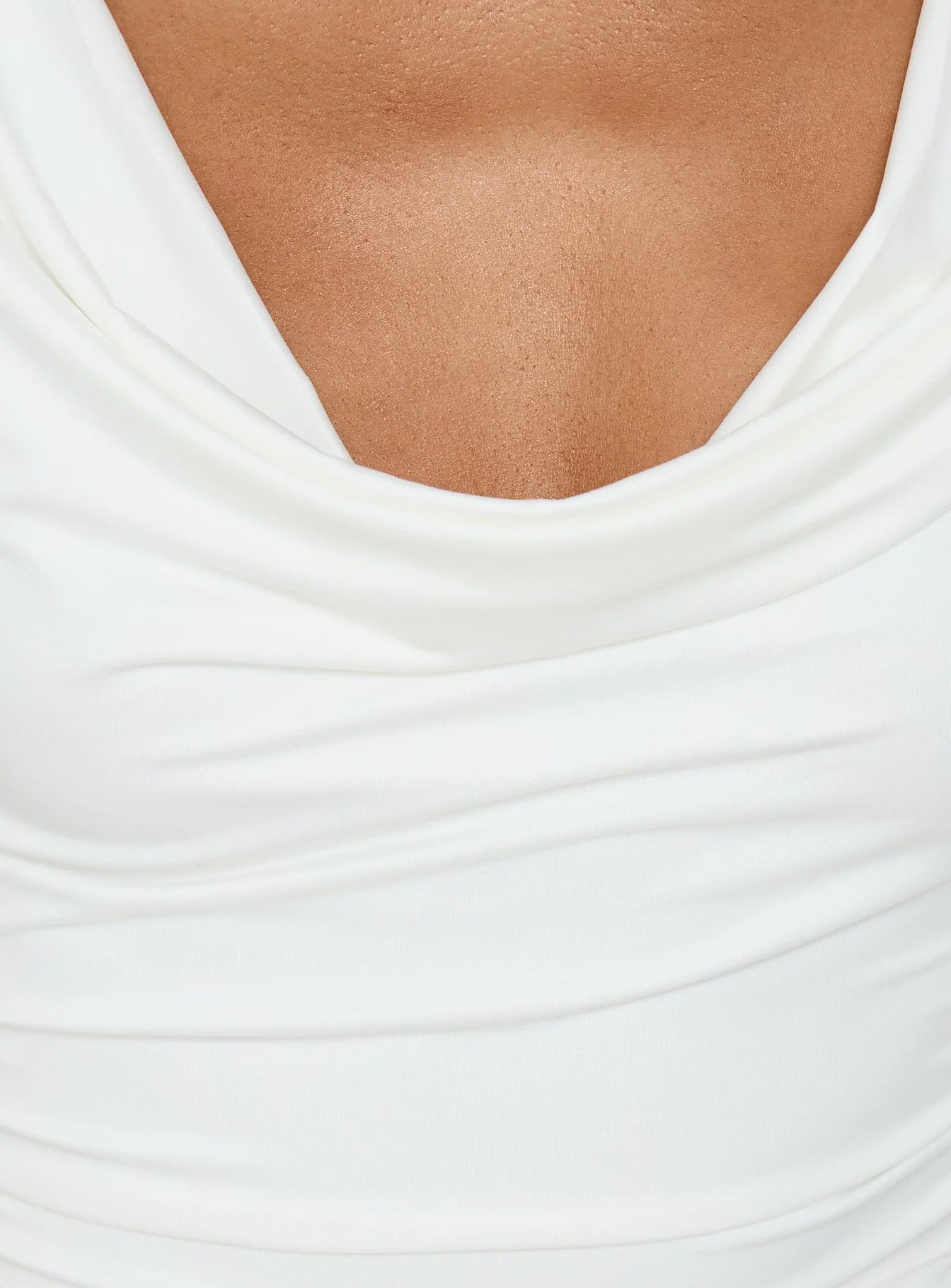 Miraculous Cowl Neck Twist Back Top White