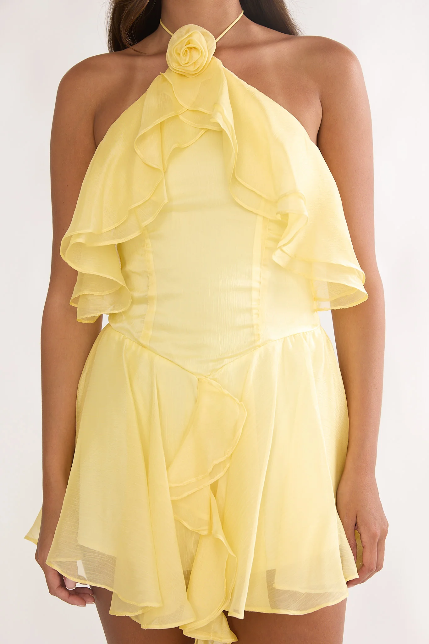 Darylyn Tiered Ruffle Romper Yellow