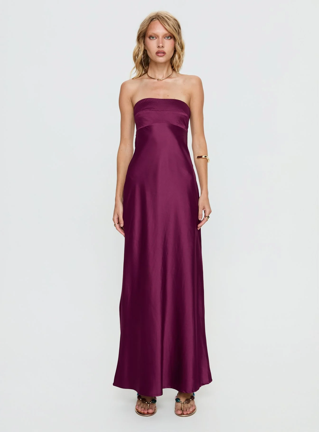Rozelle Strapless Maxi Dress Currant - luluinthesky