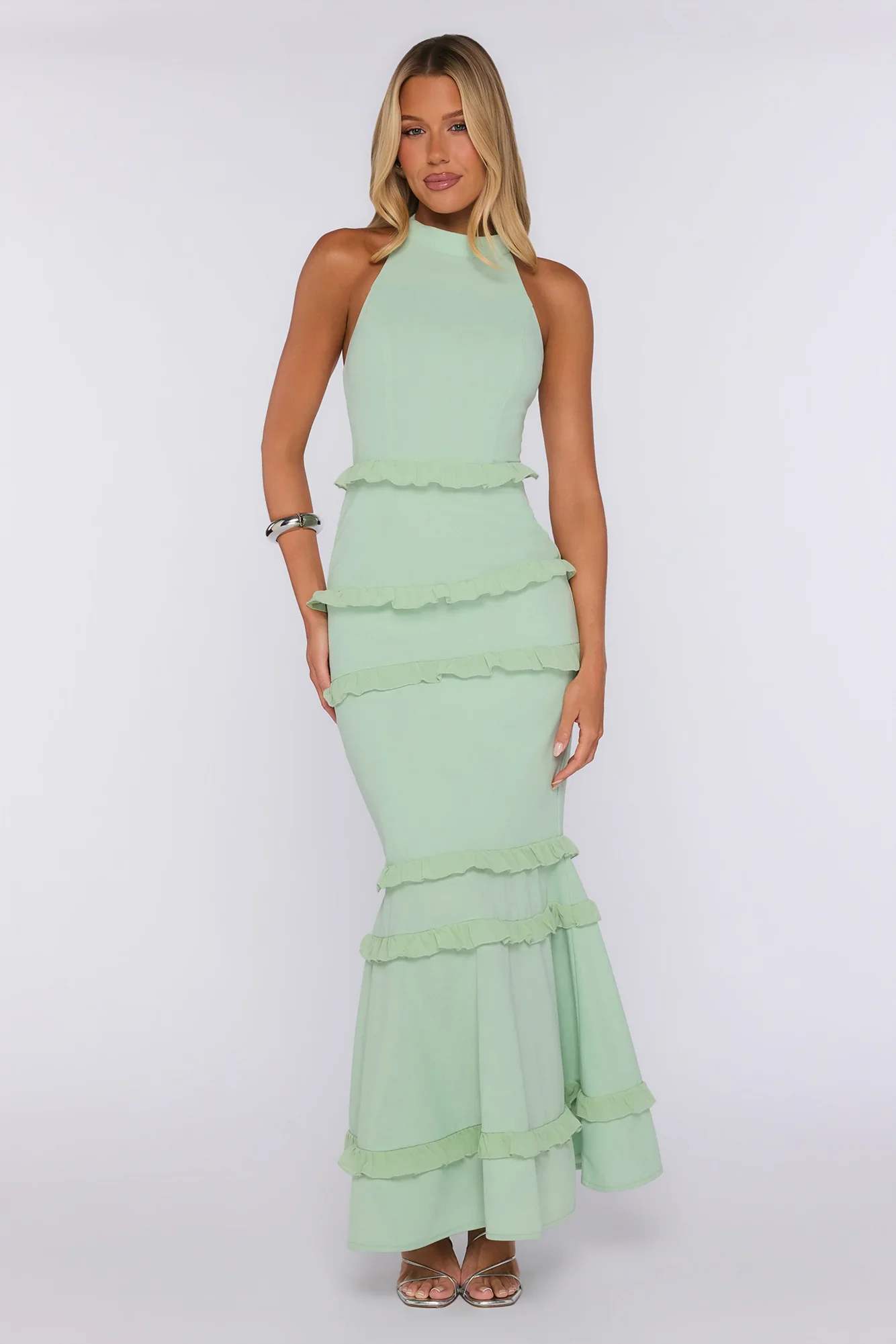 Mischief Mode Halter Maxi Dress Green