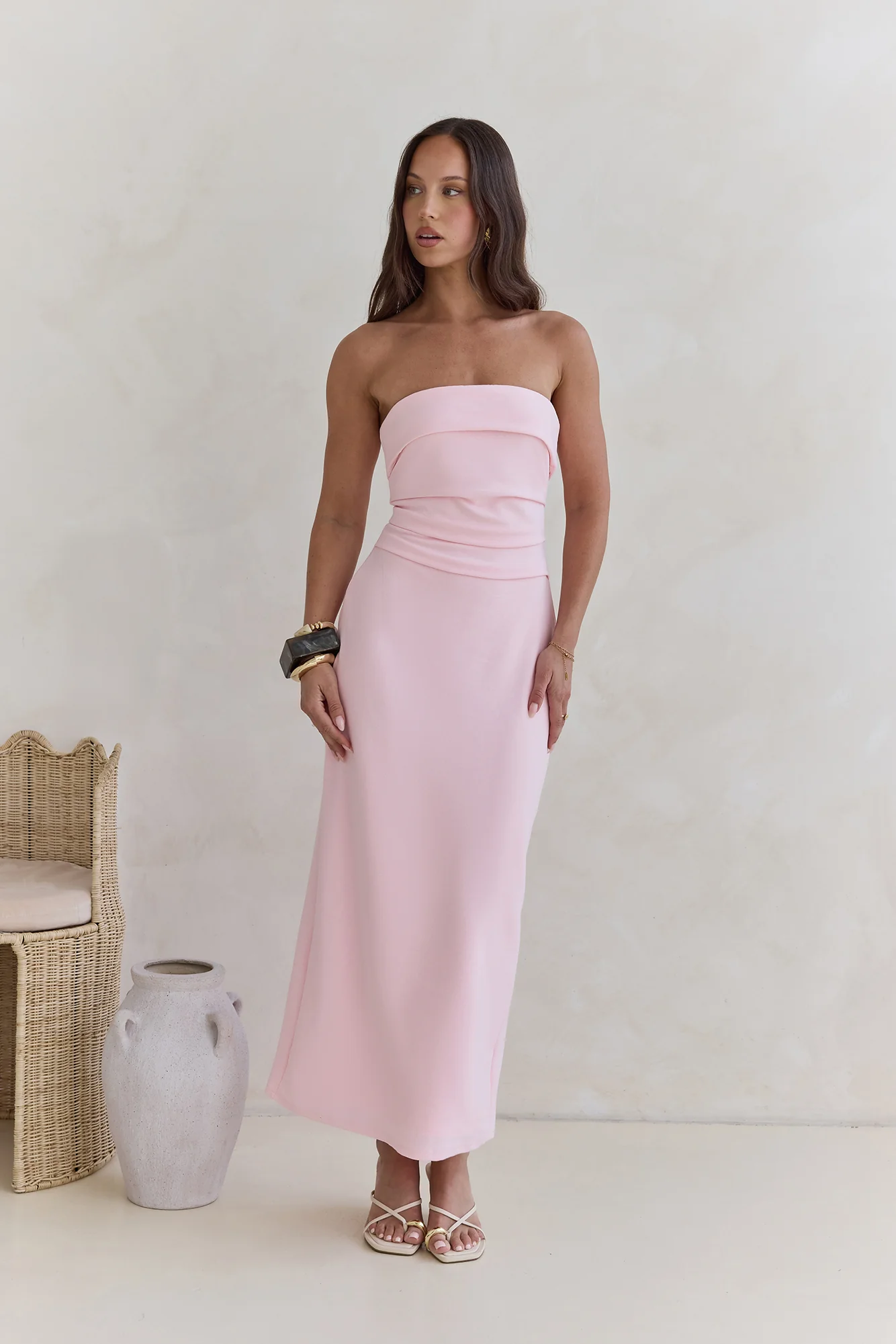Sunny Daze Strapless Maxi Dress Pink