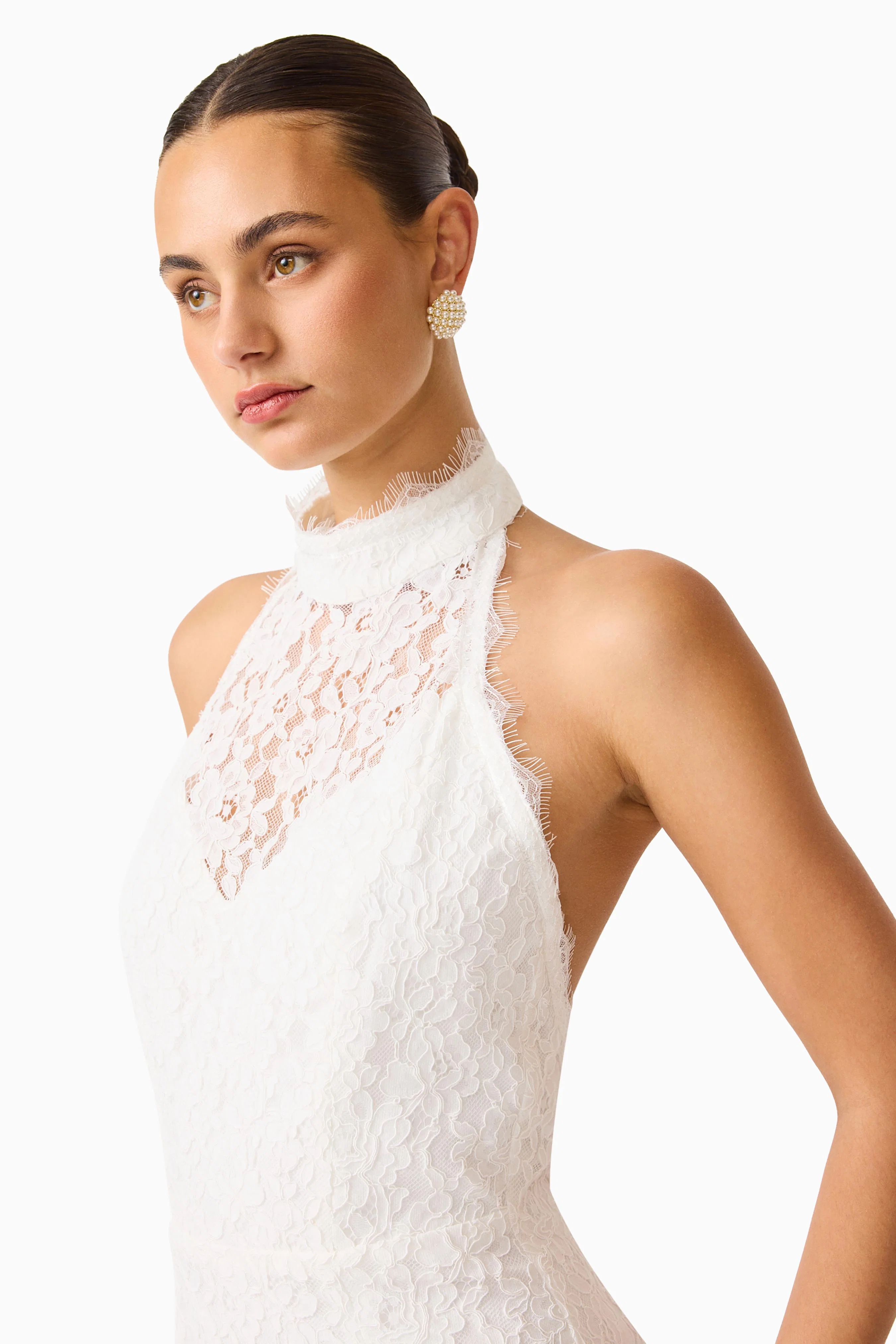 Clarisse Halter Neck Gown in White