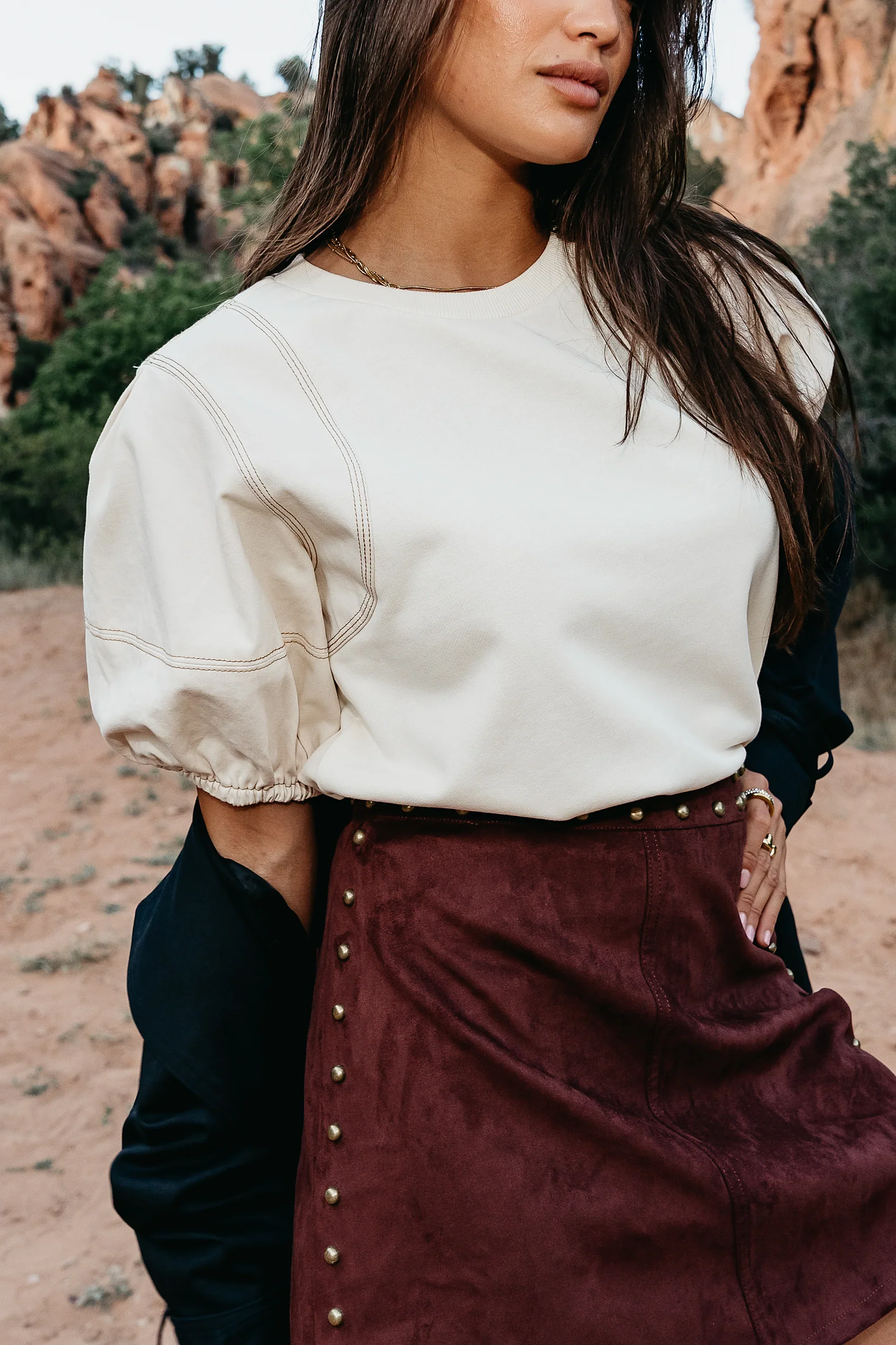 Aspen Puff Sleeve Top in Ecru