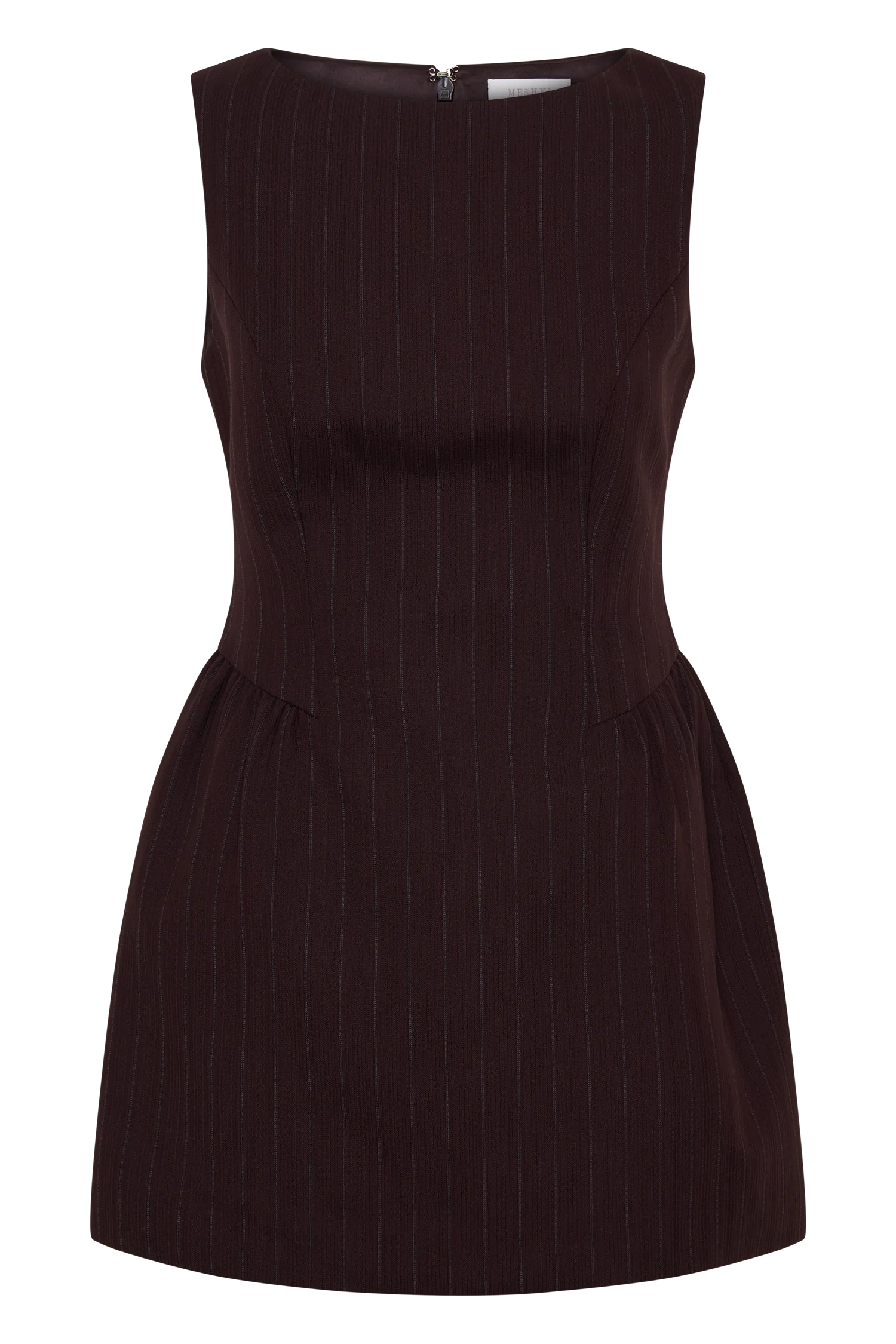 Hallie Boat Neck Mini Dress - Plum Pinstripe