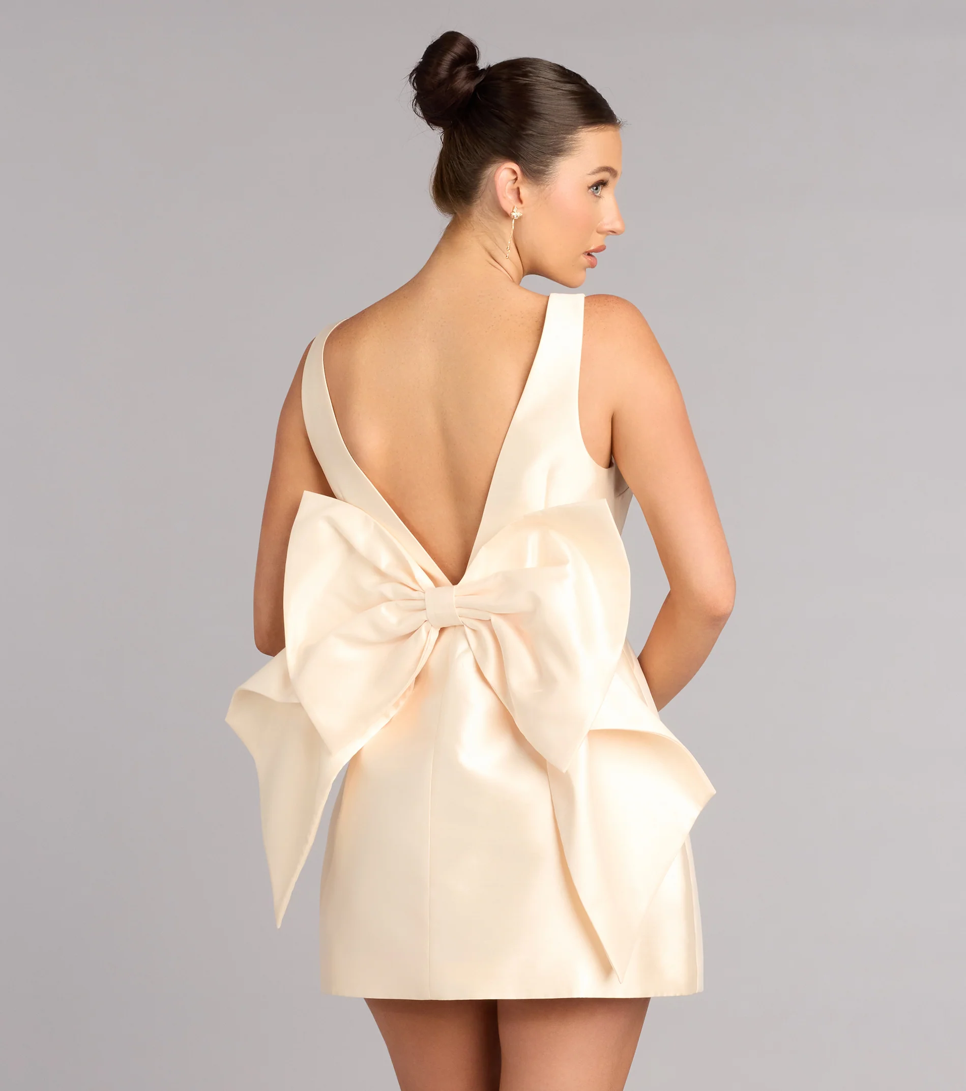 Cece Satin Bow A-Line Mini Dress