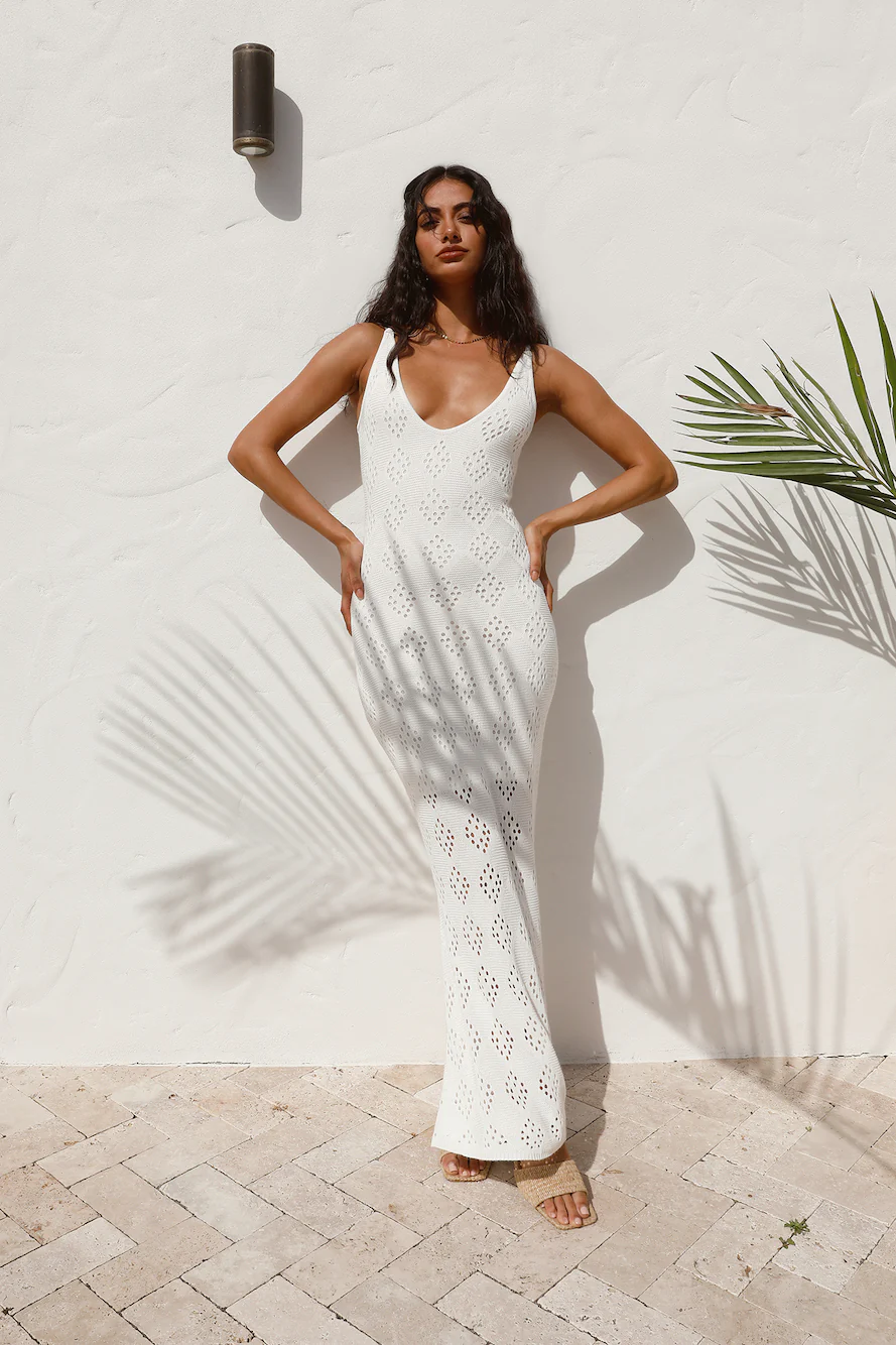 Tuning In Maxi Dress White - luluinthesky