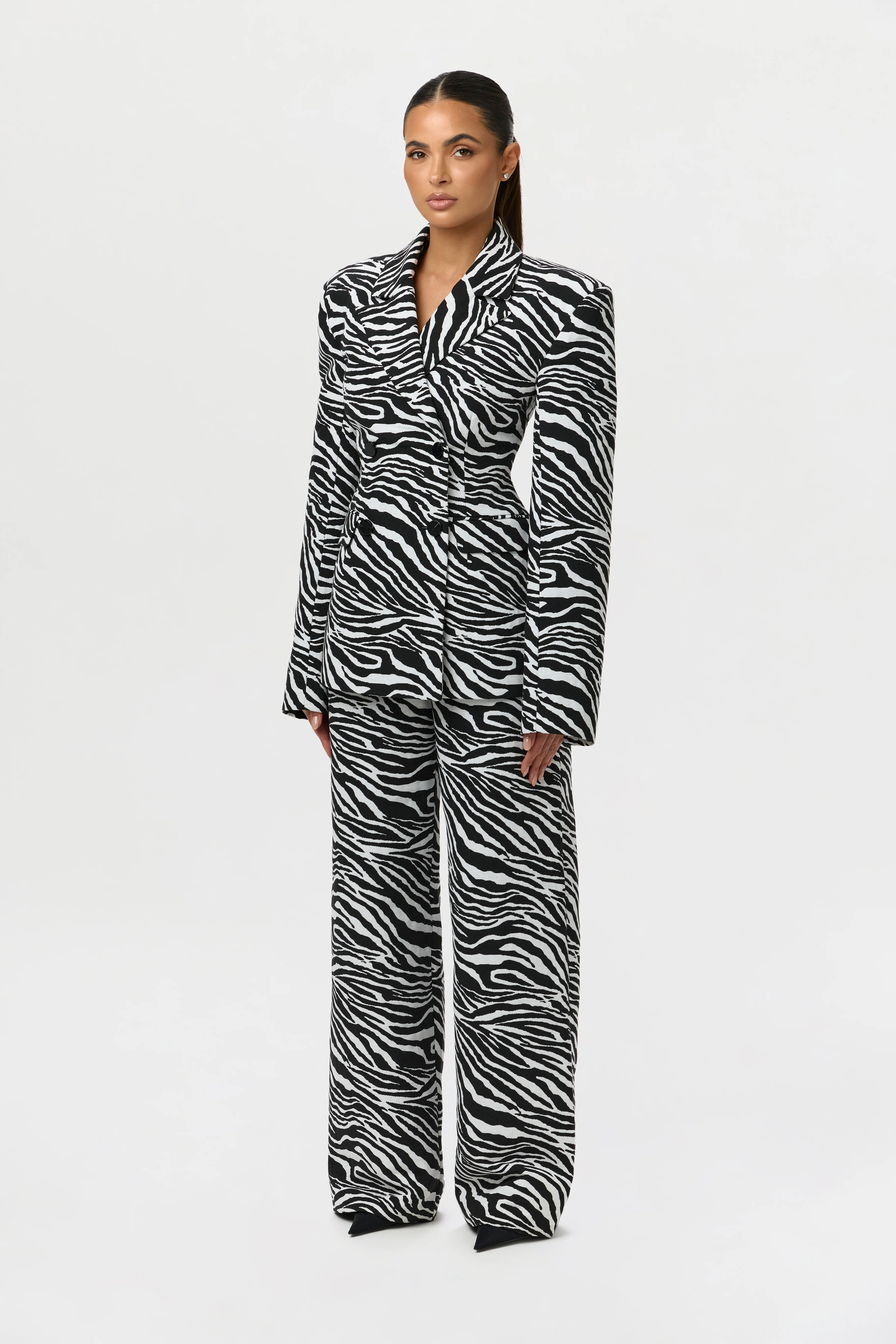 Suiting Zebra Jacquard Wide-Leg Pant