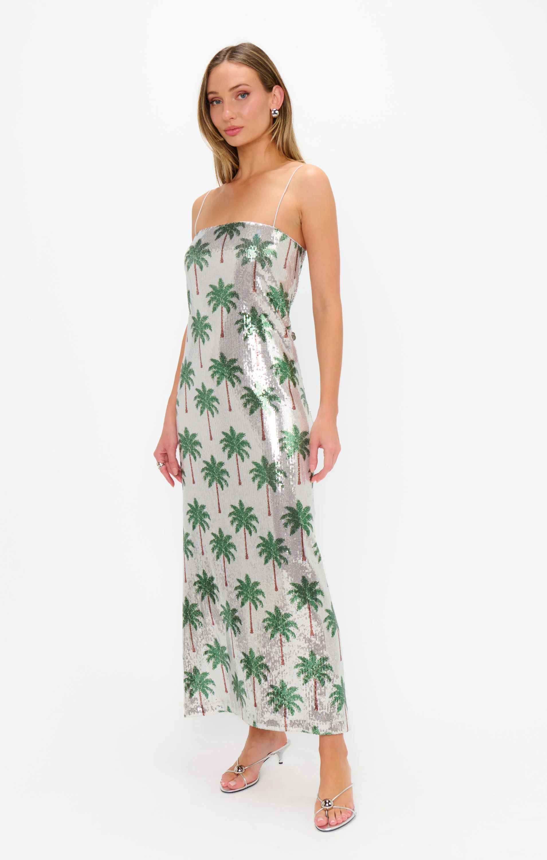 Lizzy Midi Dress ~ Disco Palm Sequins