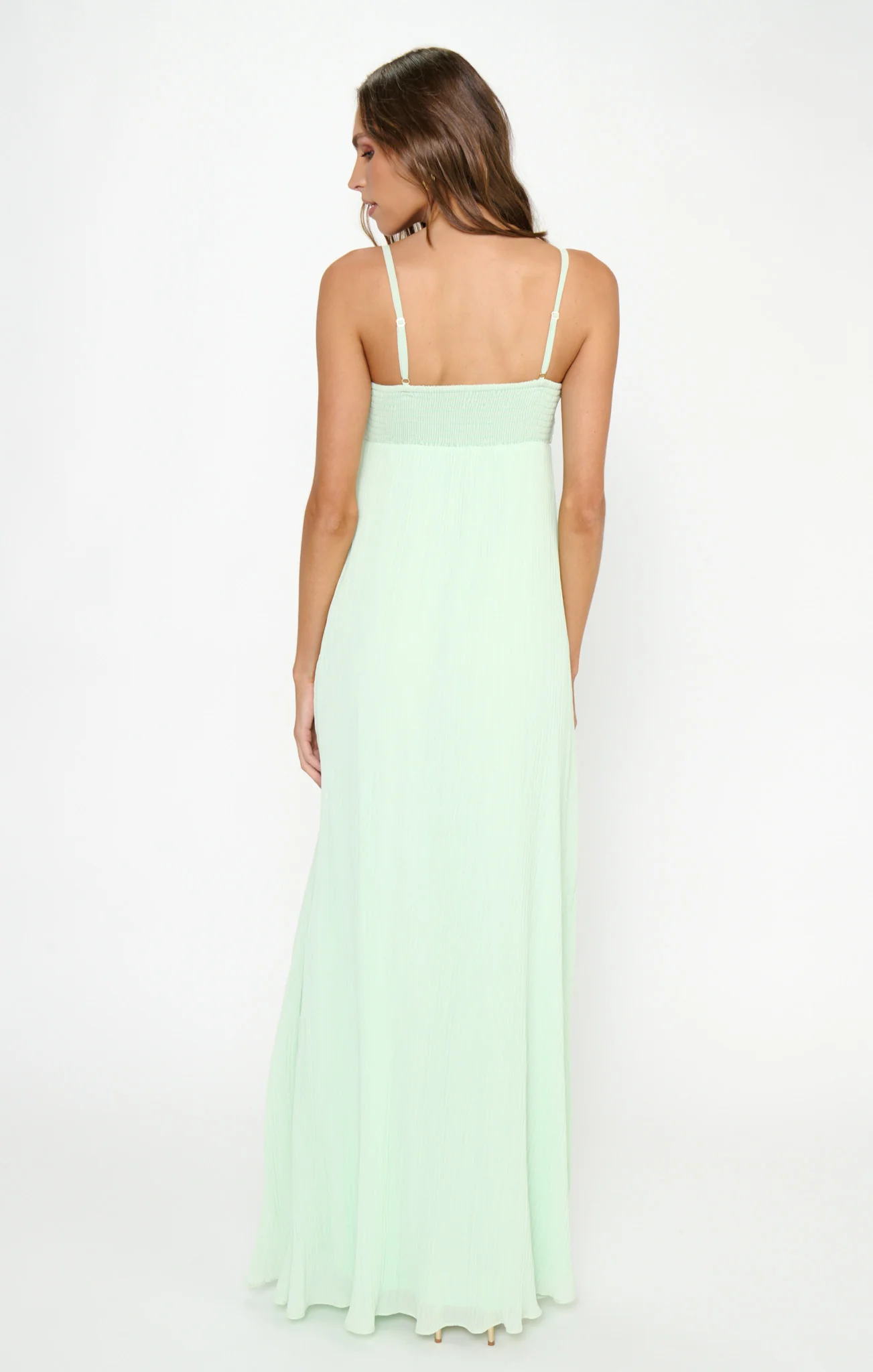 Libby Maxi Dress ~ Pistachio Pleated Chiffon