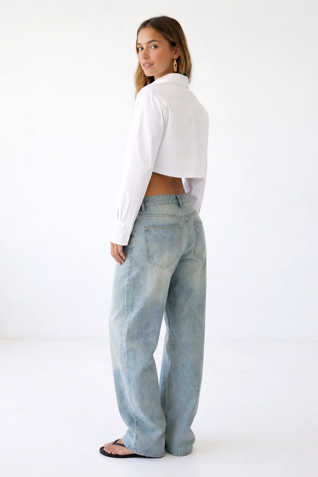 Cropped Button Up Top