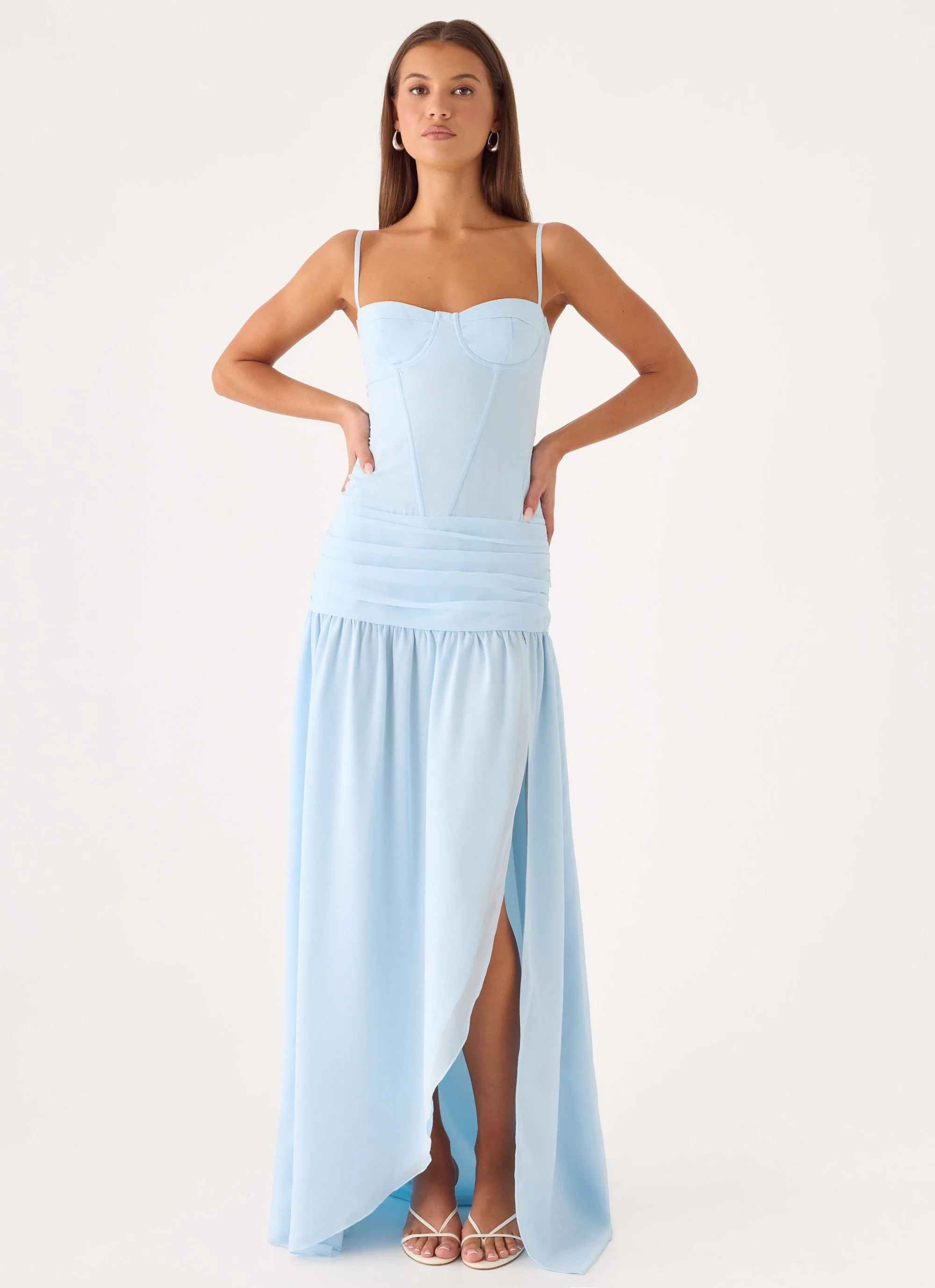 Clemence Bustier Maxi Dress - Blue - luluinthesky
