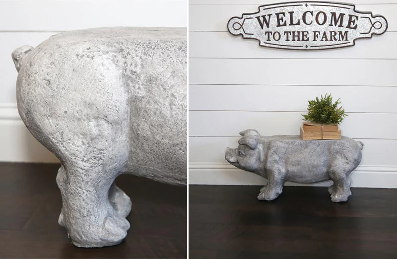 Eclectic Pig Garden Bench