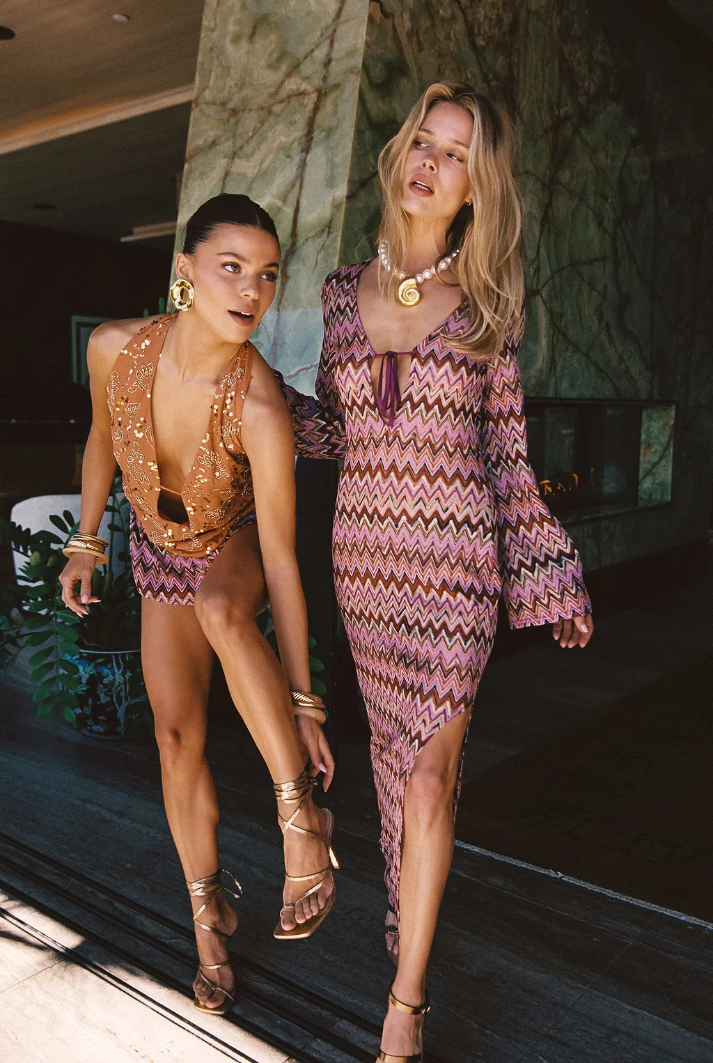 Palermo Pink Crochet Plunge Maxi Dress