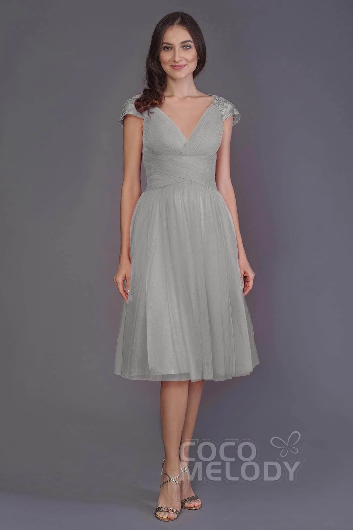 A-Line Knee Length Tulle Bridesmaid Dress PR3515