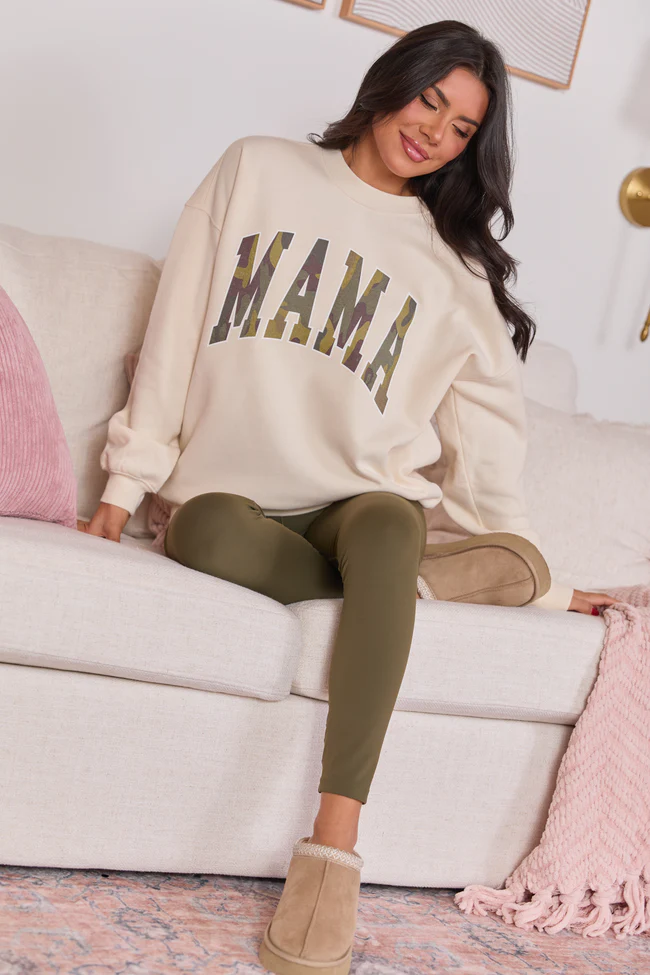 Mama Camo Cream Graphic Sweatshirt