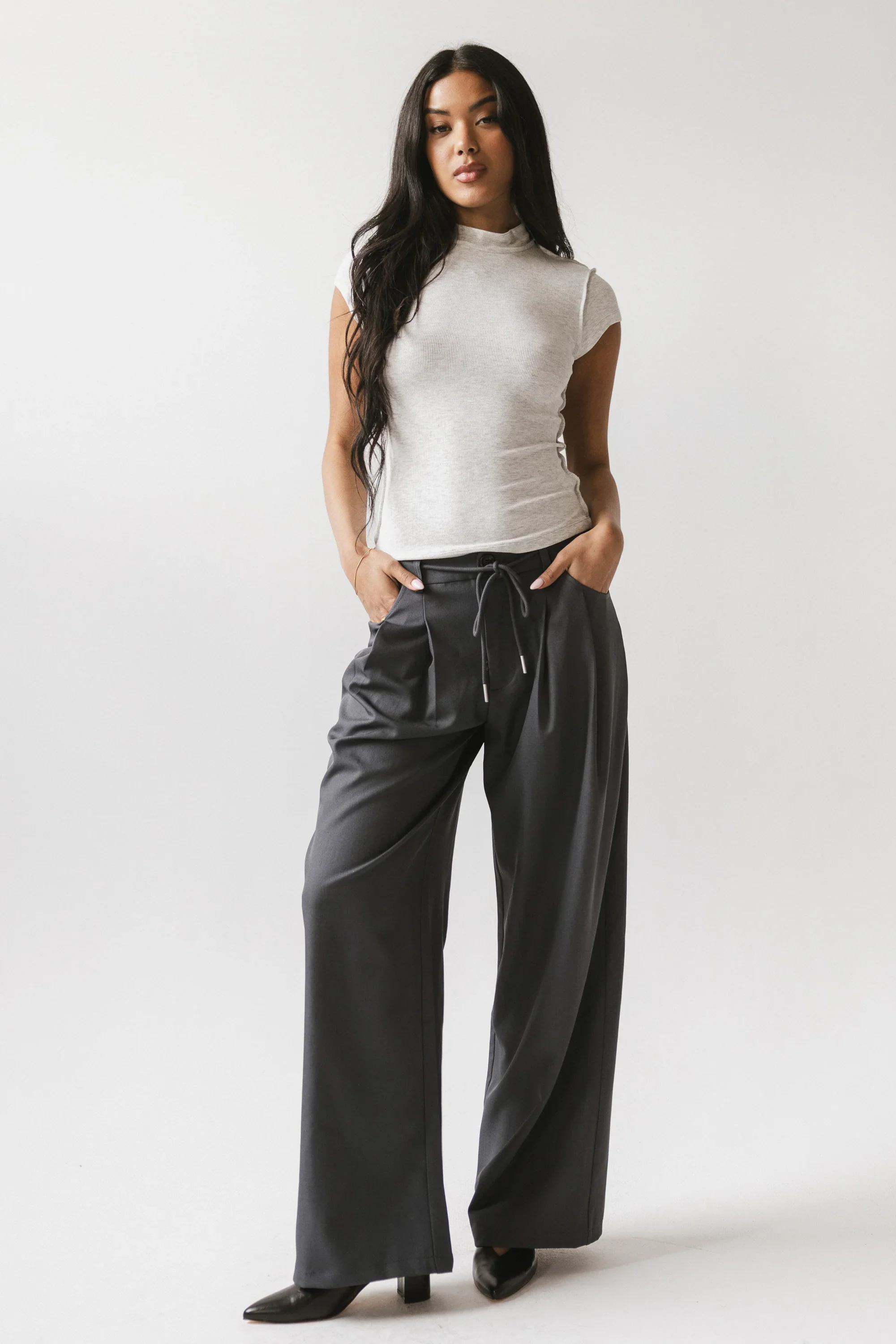 Kimberly Ribbed Top in Heather Grey