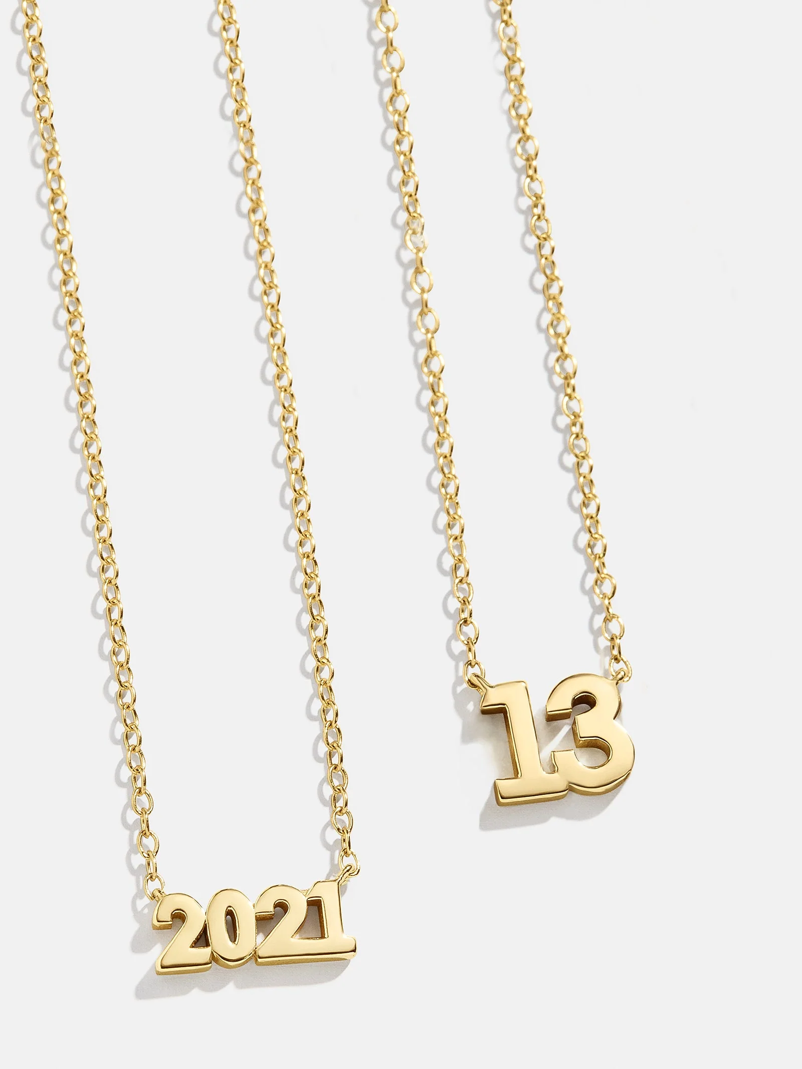 14K Gold Block Font Custom Number Necklace - Block Font Numbers