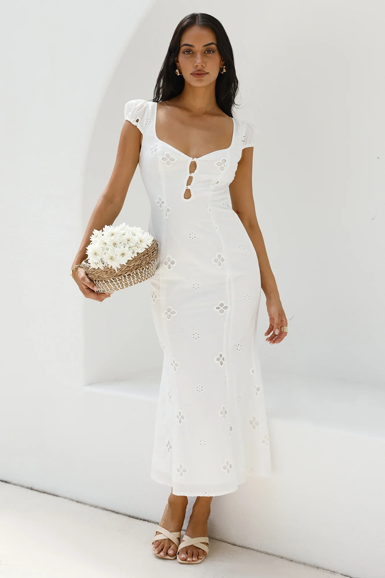 Vintage Song Midi Dress White