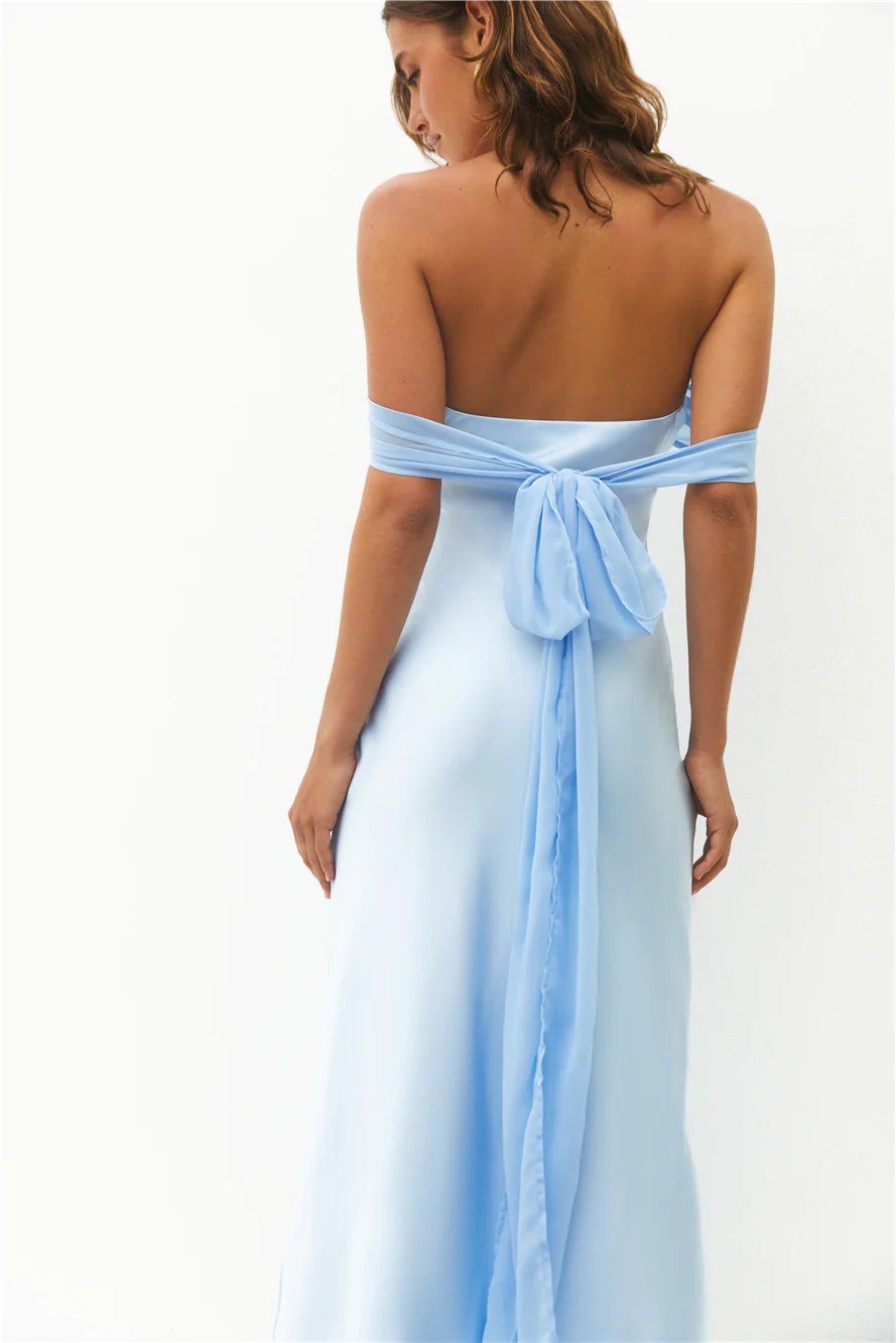 Cleo Cove Strapless Maxi Dress Blue - luluinthesky