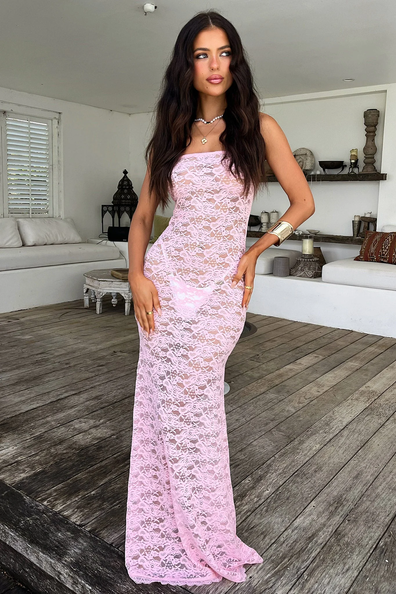 Veradi Maxi Dress - Baby Pink