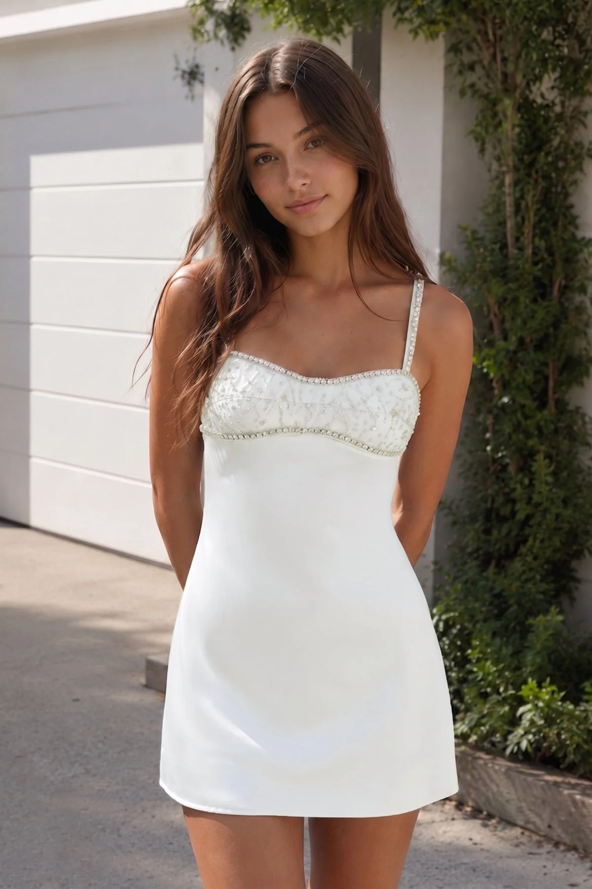 Sky Blue Spaghetti Straps Satin Sheath Homecoming Dress With Rhinestones