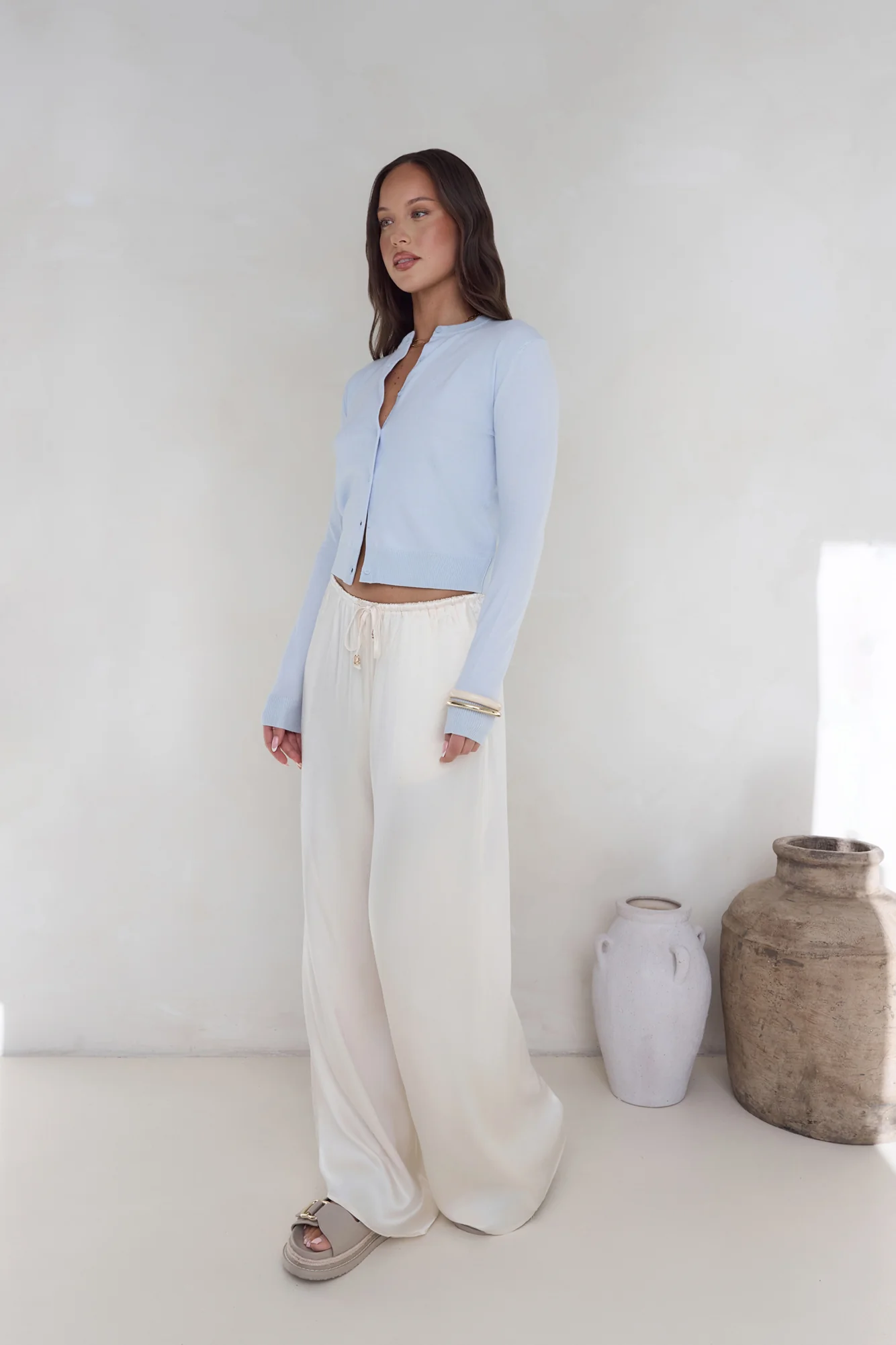 In The Reflection Satin Pants Cream