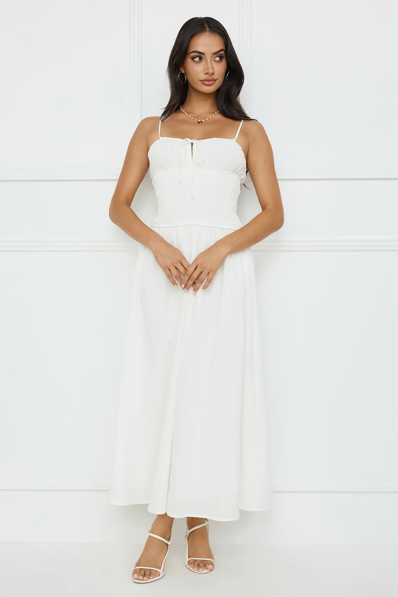 Starfall Garden Linen Blend Maxi Dress White - luluinthesky