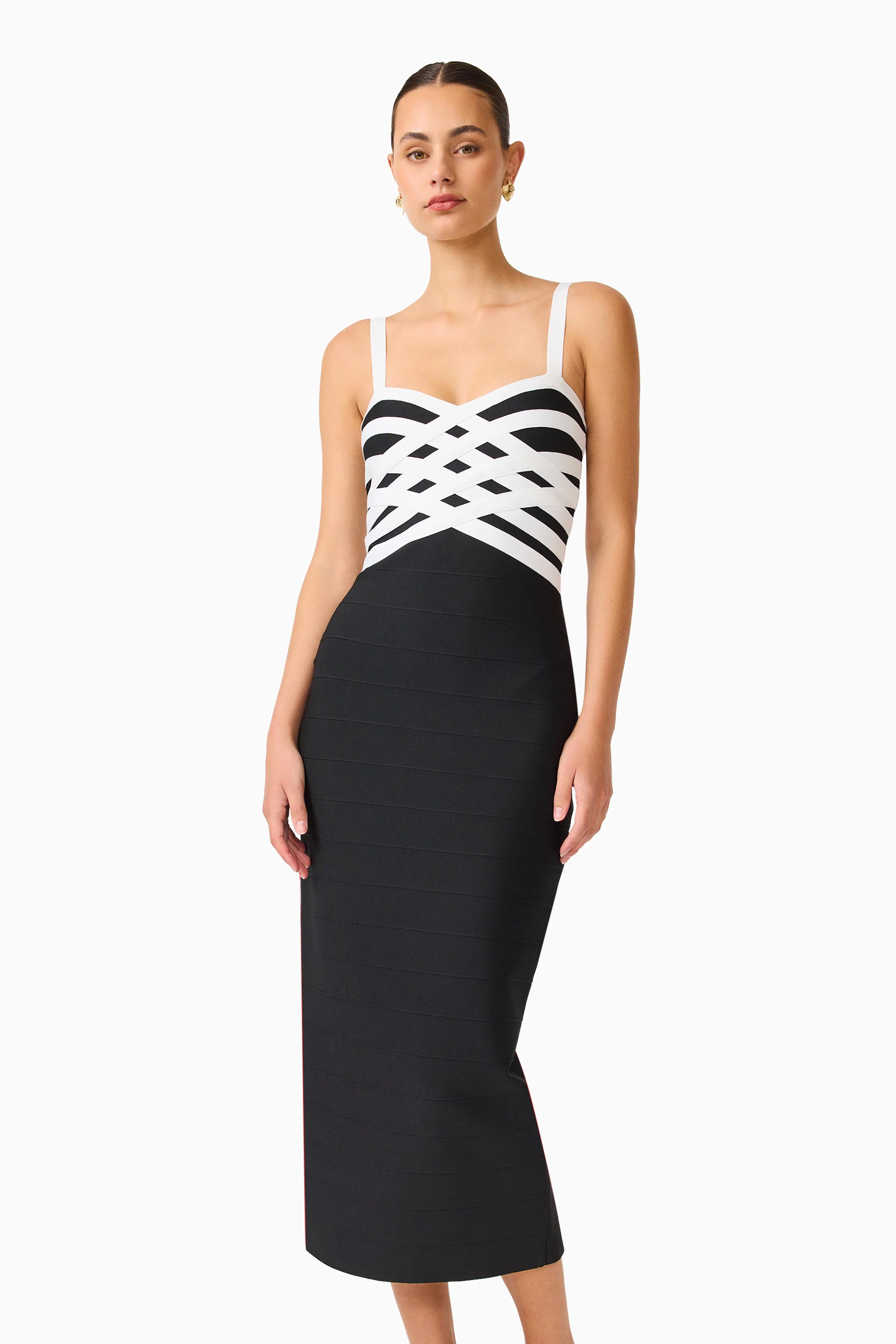 Ninette Coulum Midi Dress in Black & White