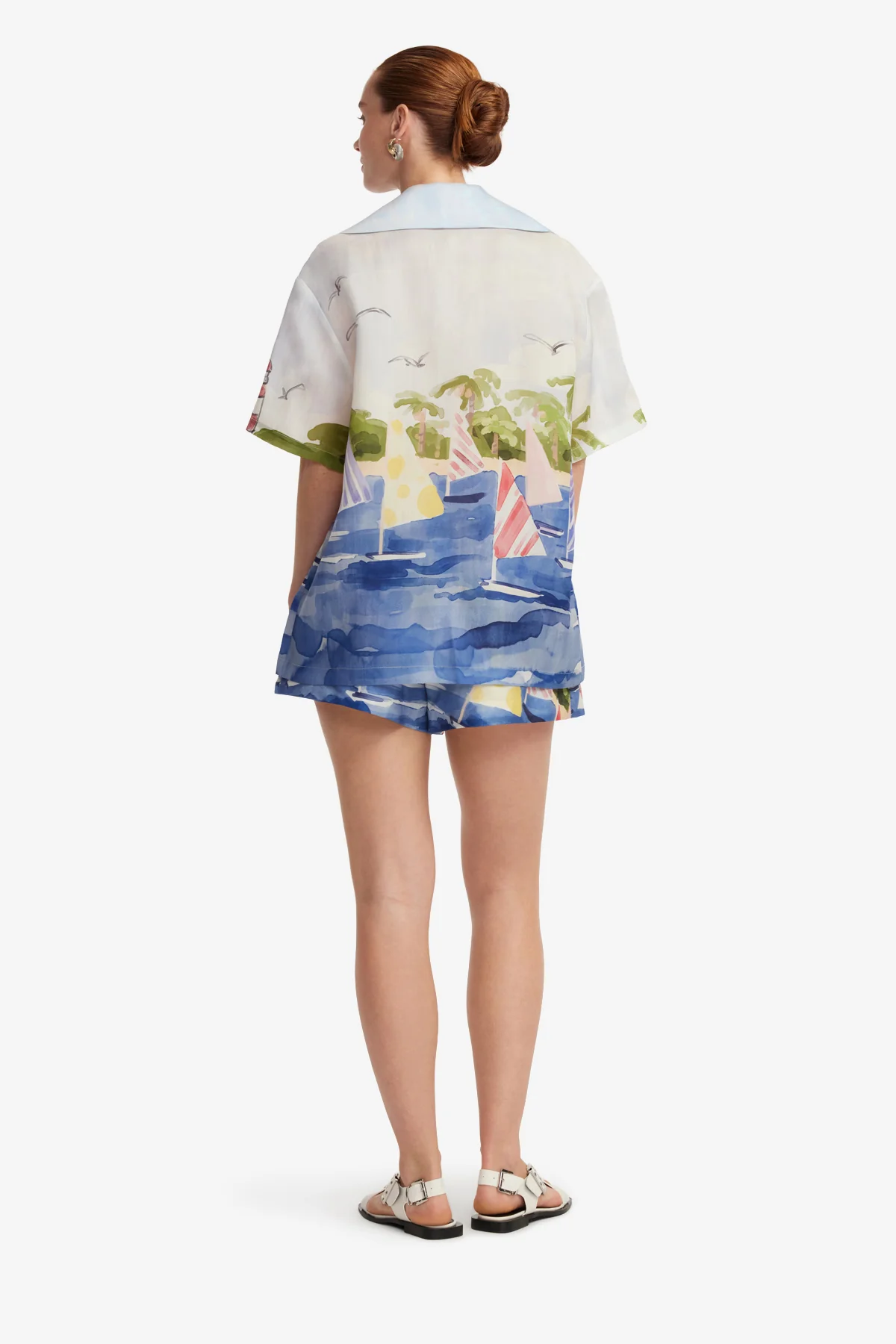 Casey Silk Button Shirt - Nautical Print