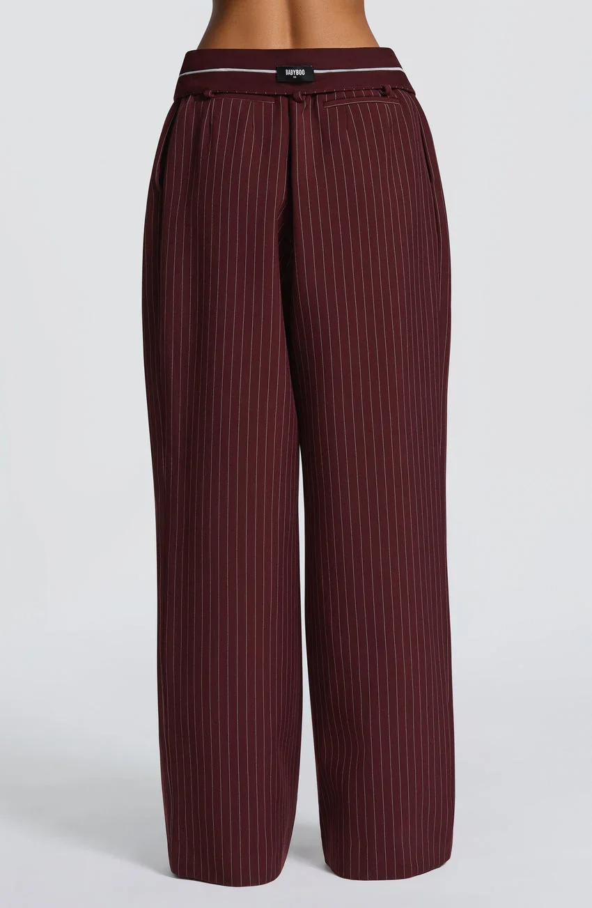 Kirsty Pants - Burgundy Pinstripe - luluinthesky