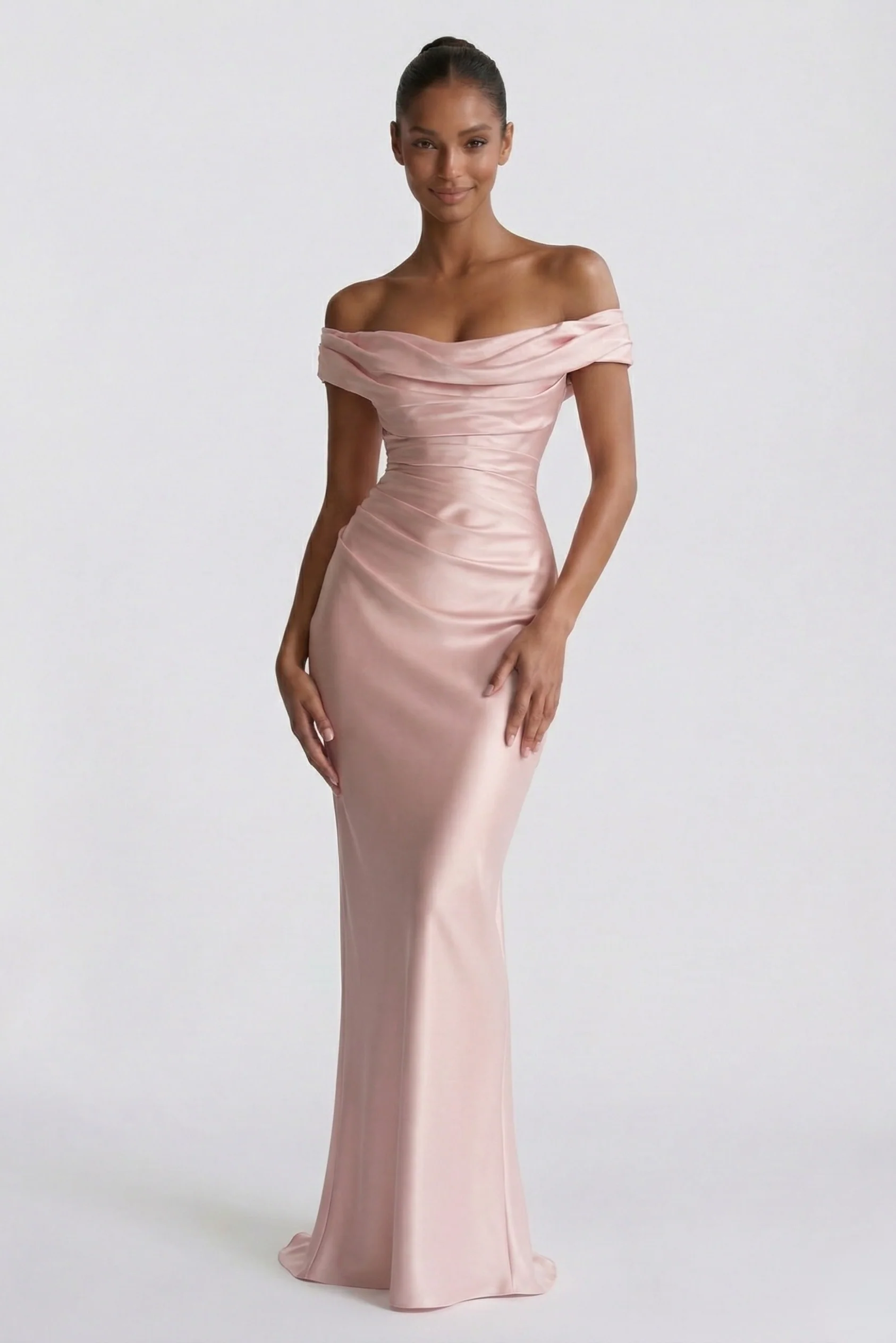 Sheath-Column Floor Length Acetate Satin Wedding Guest Dress CG0303