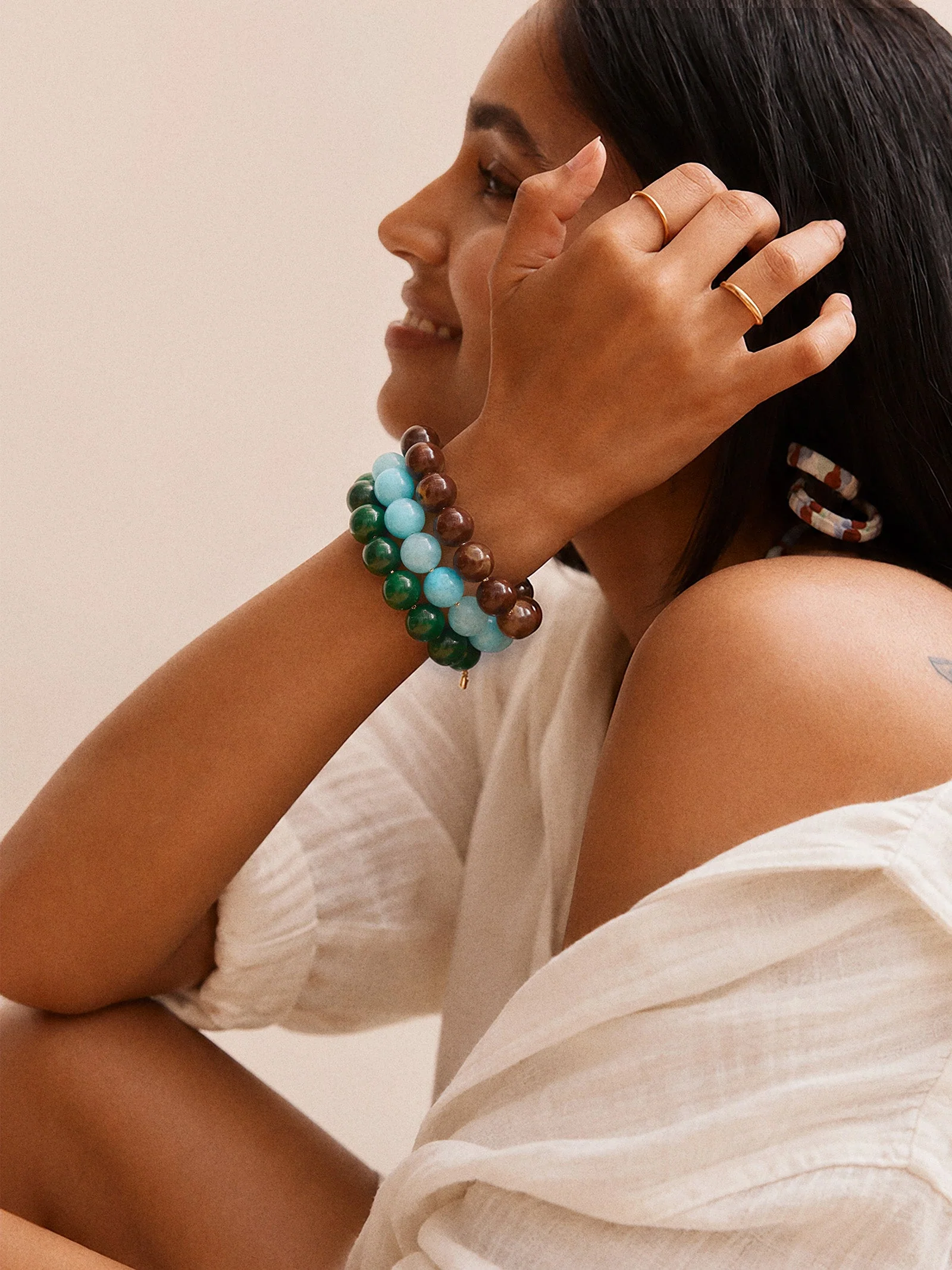 Jane Beaded Bracelet - Aqua Bead