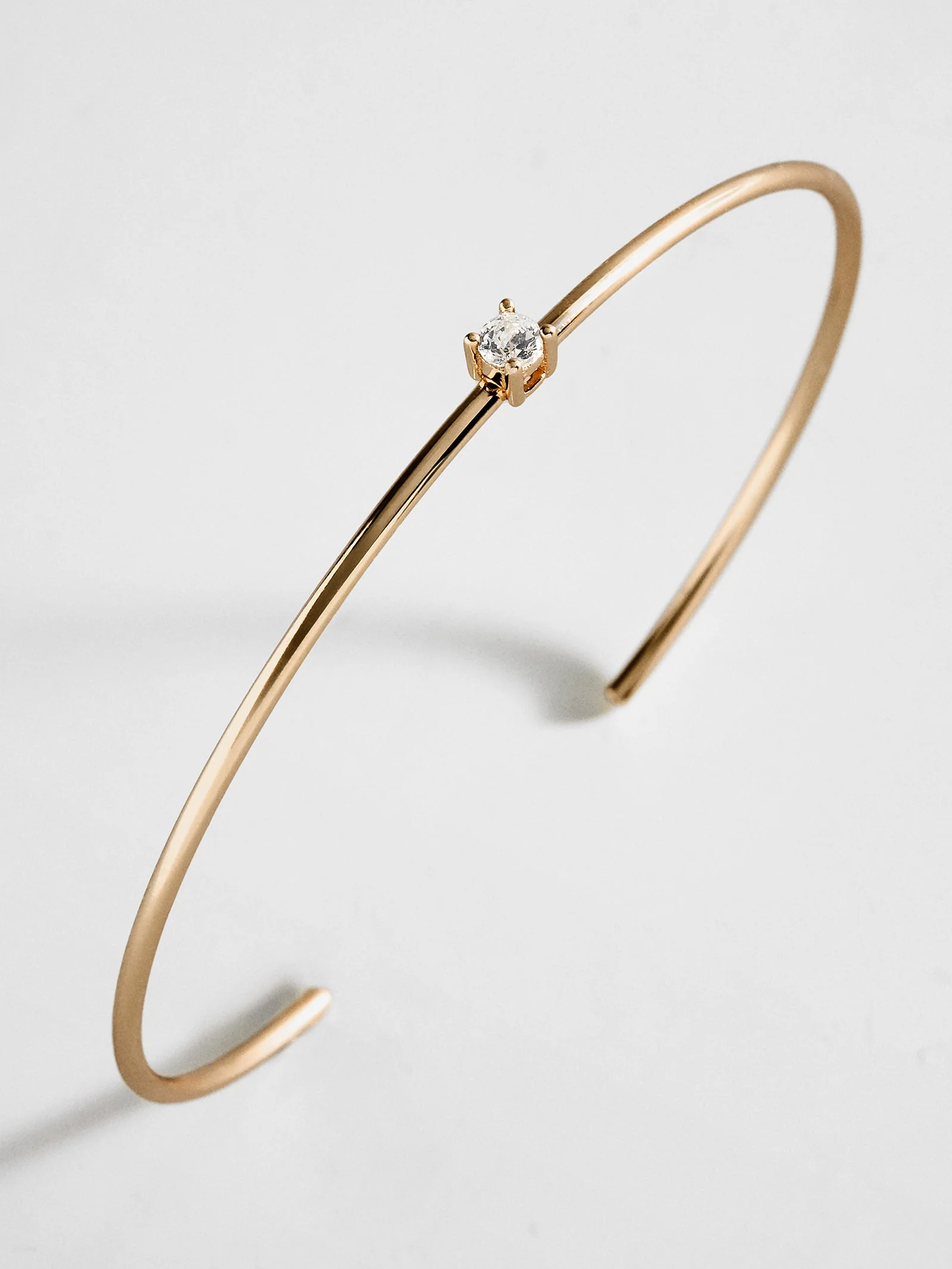 Valentina 14K Gold Cuff Bracelet - Gold Cuff, Round Stone