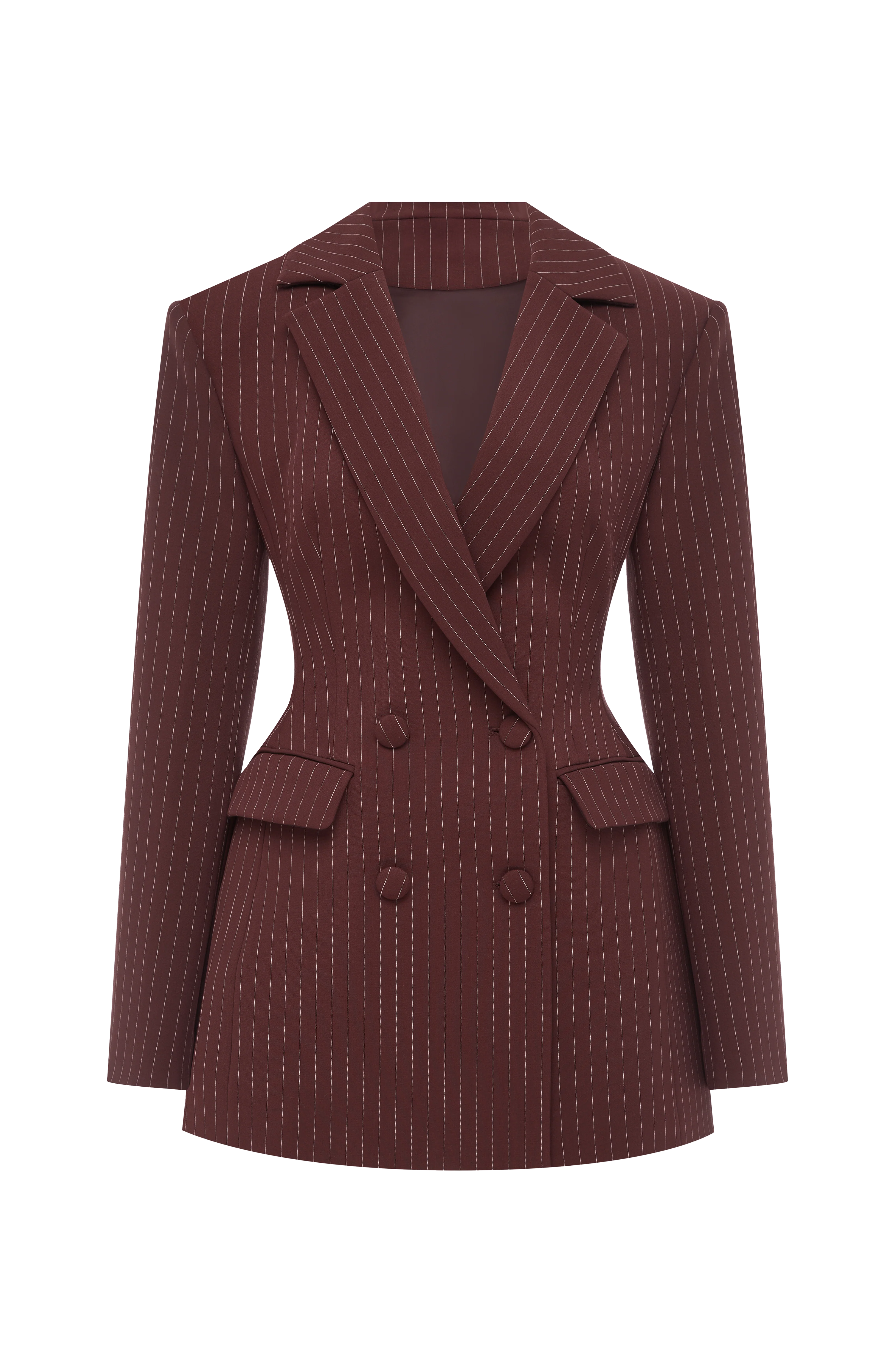 Elvira Mini Dress - Burgundy Pinstripe
