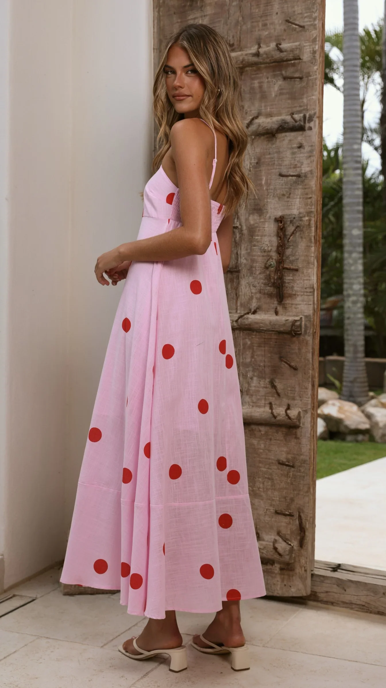 Marcel Maxi Dress - Pink/Red Polka